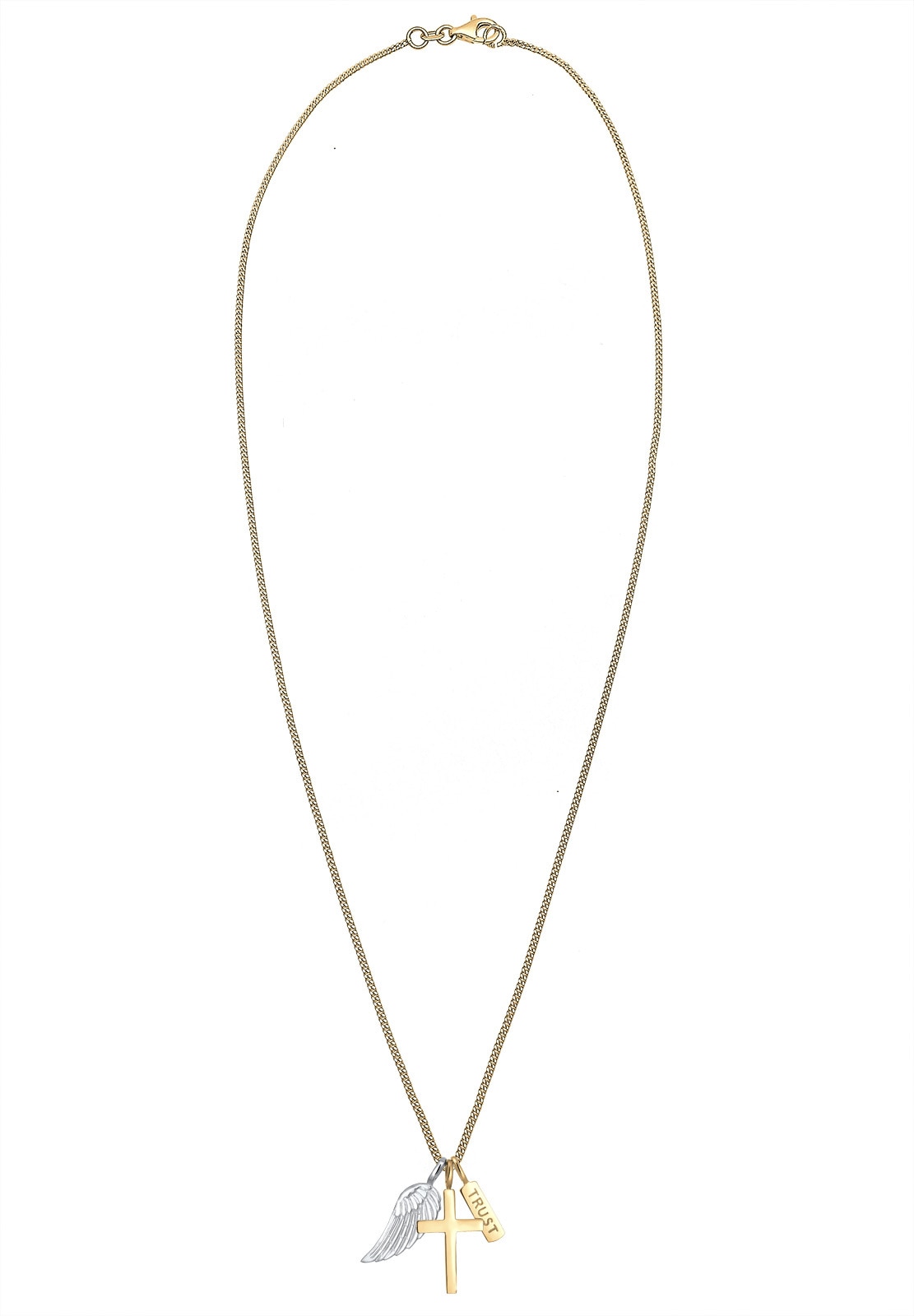 Elli Kette mit Anhänger »Kreuz Flügel Trust Bi Color 925 Silber«