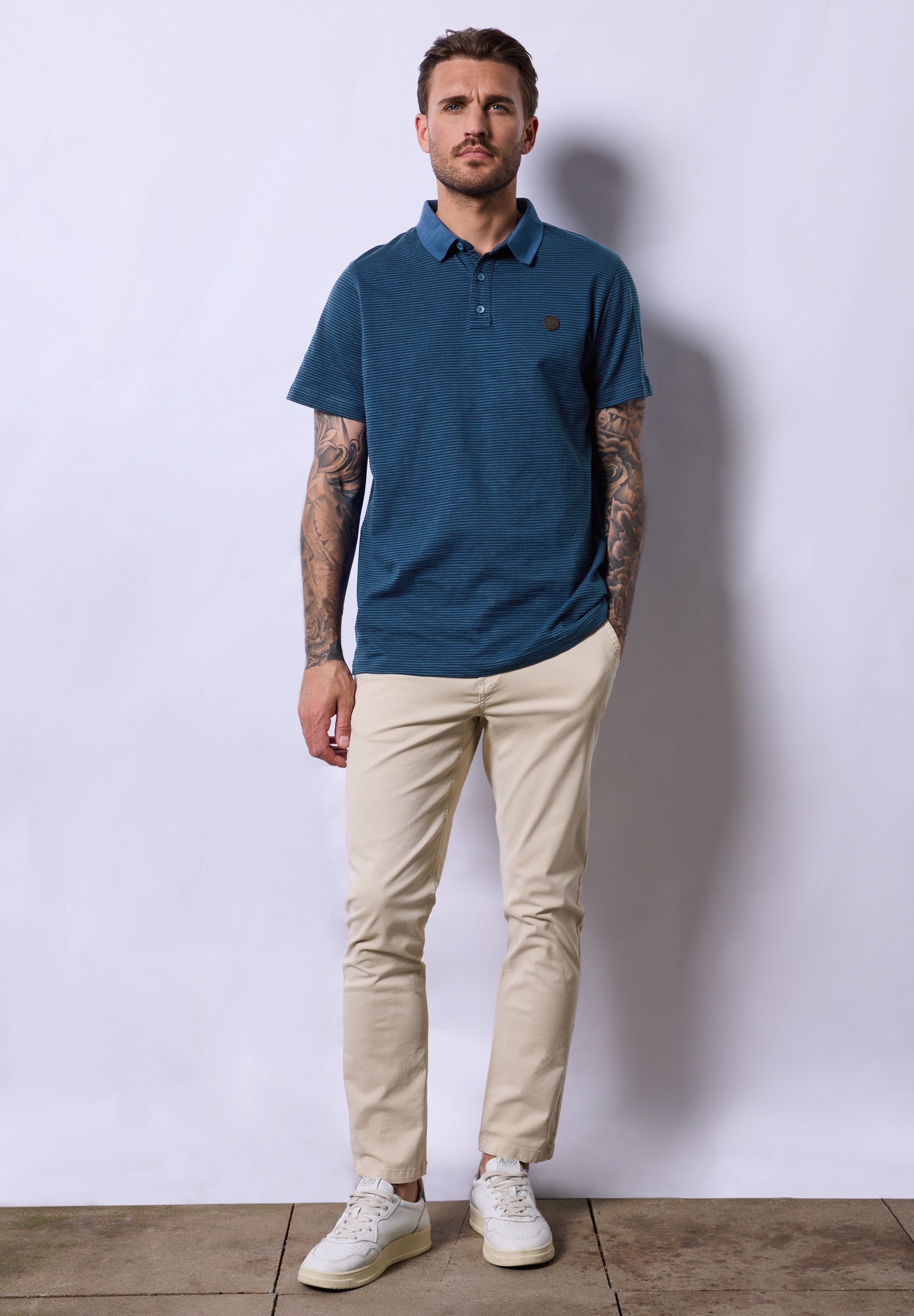 STREET ONE MEN Poloshirt, aus reiner Baumwolle