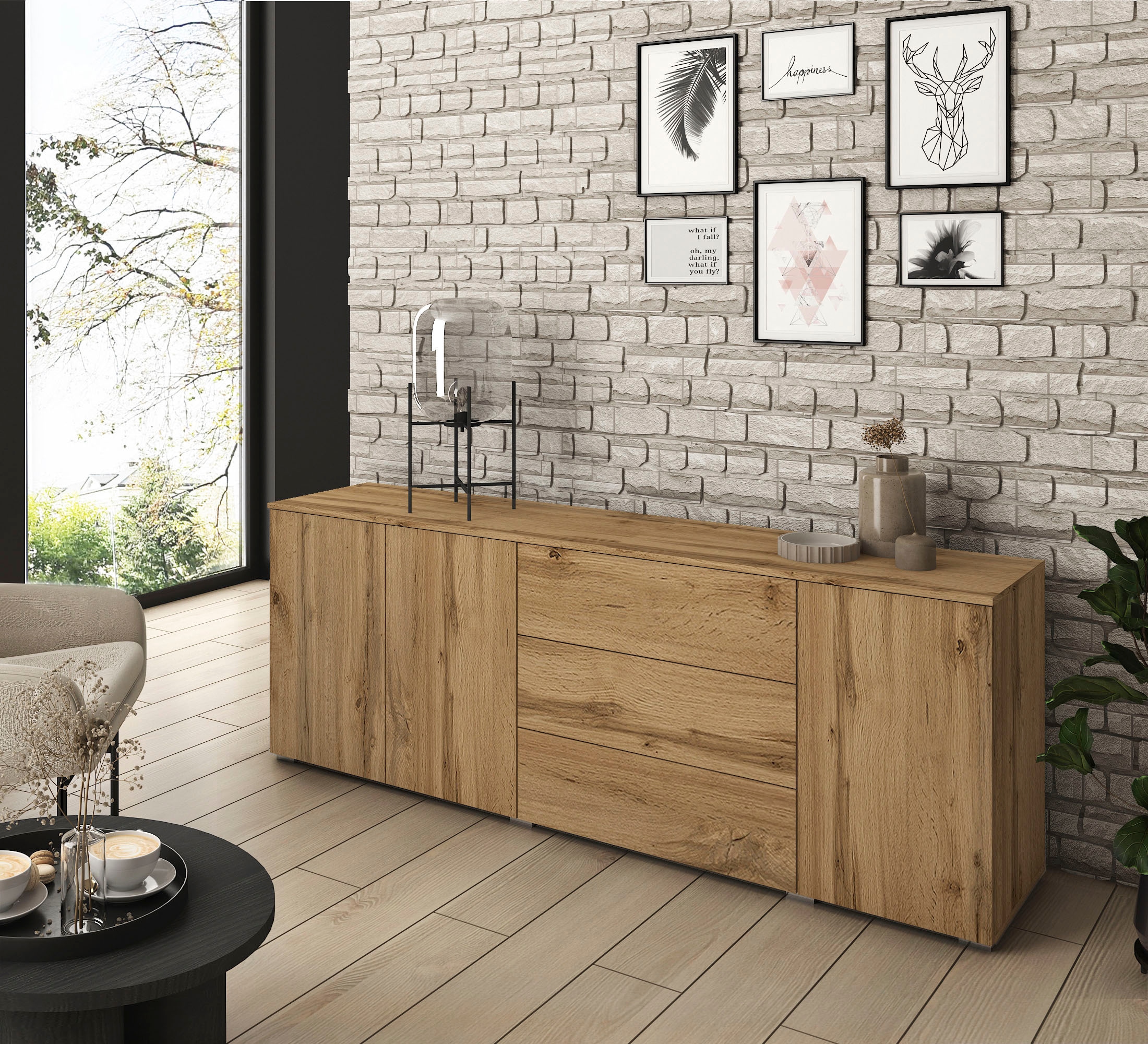 INOSIGN Sideboard "PARIS", (1 St.), Moderne 190cm breite grifflose Kommode, vielseitig einsetzbar