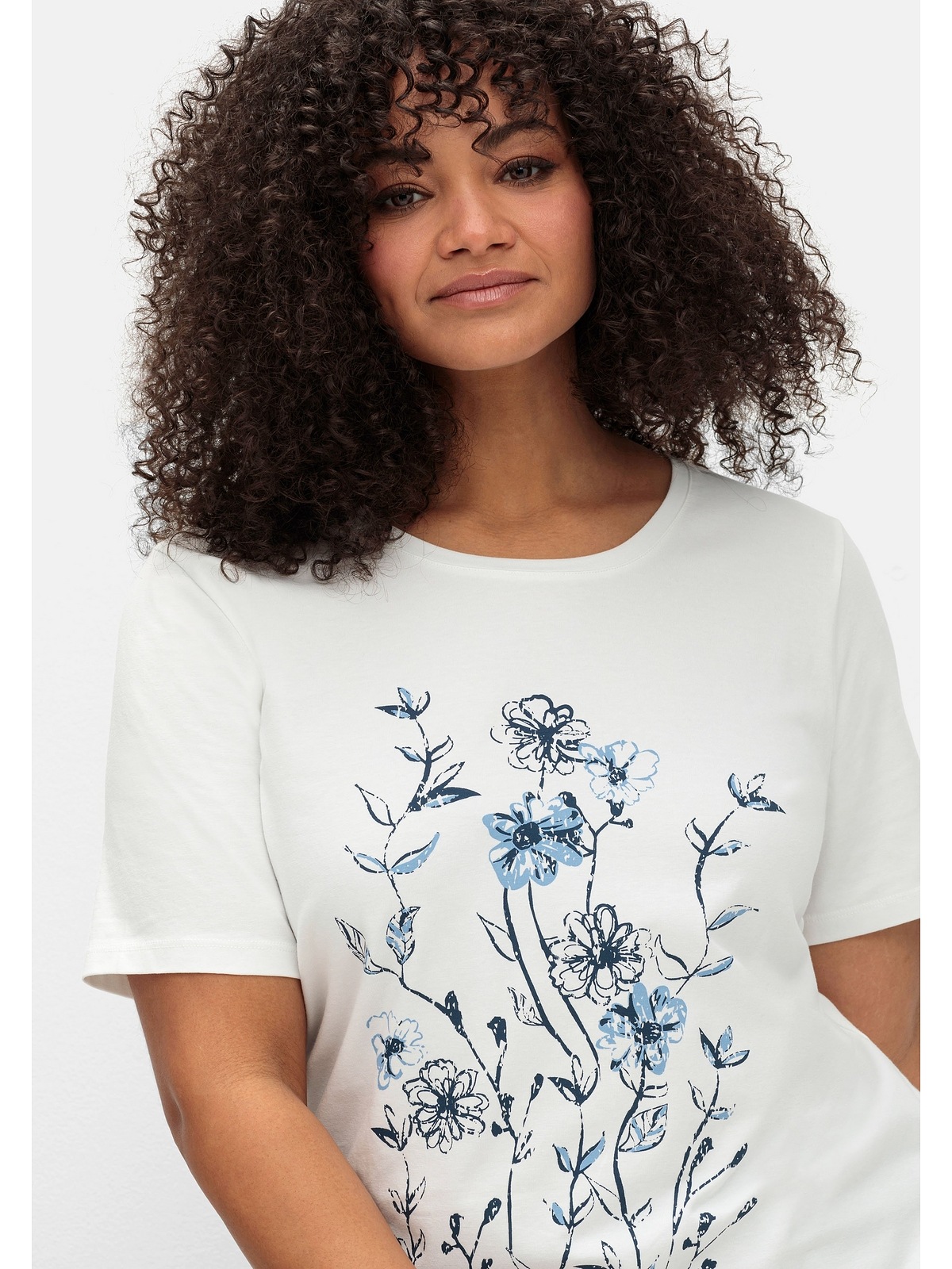 Sheego T-Shirt »Große Größen«, mit Blumenprint und Gummizugbund