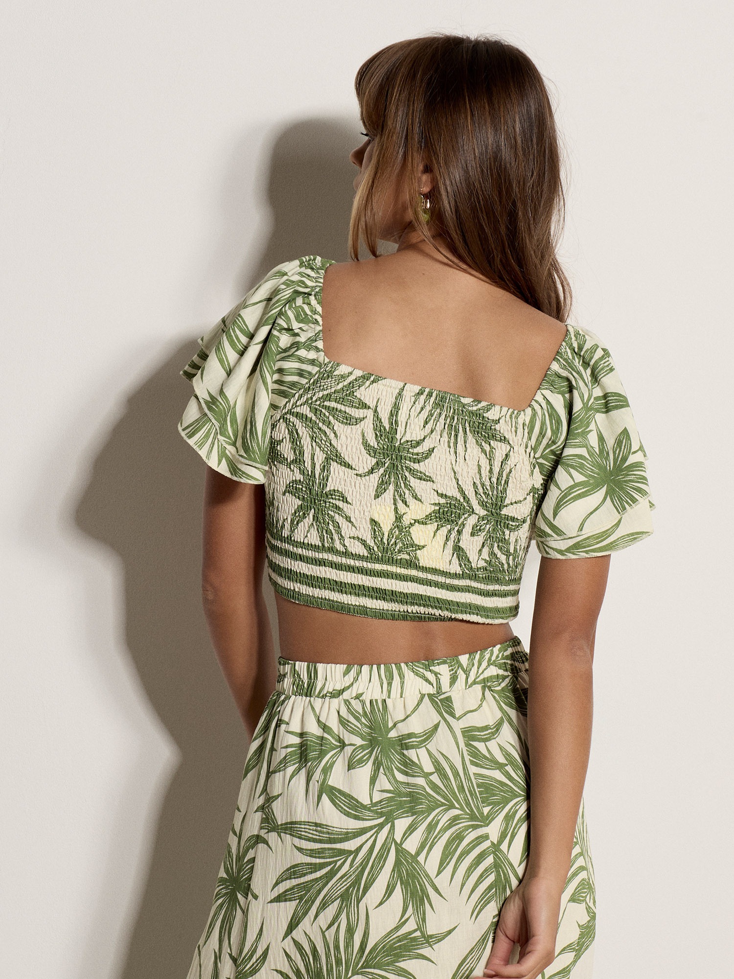Apricot Klassische Bluse »Crop-Top mit Palmenprint« Elastischer Bund
