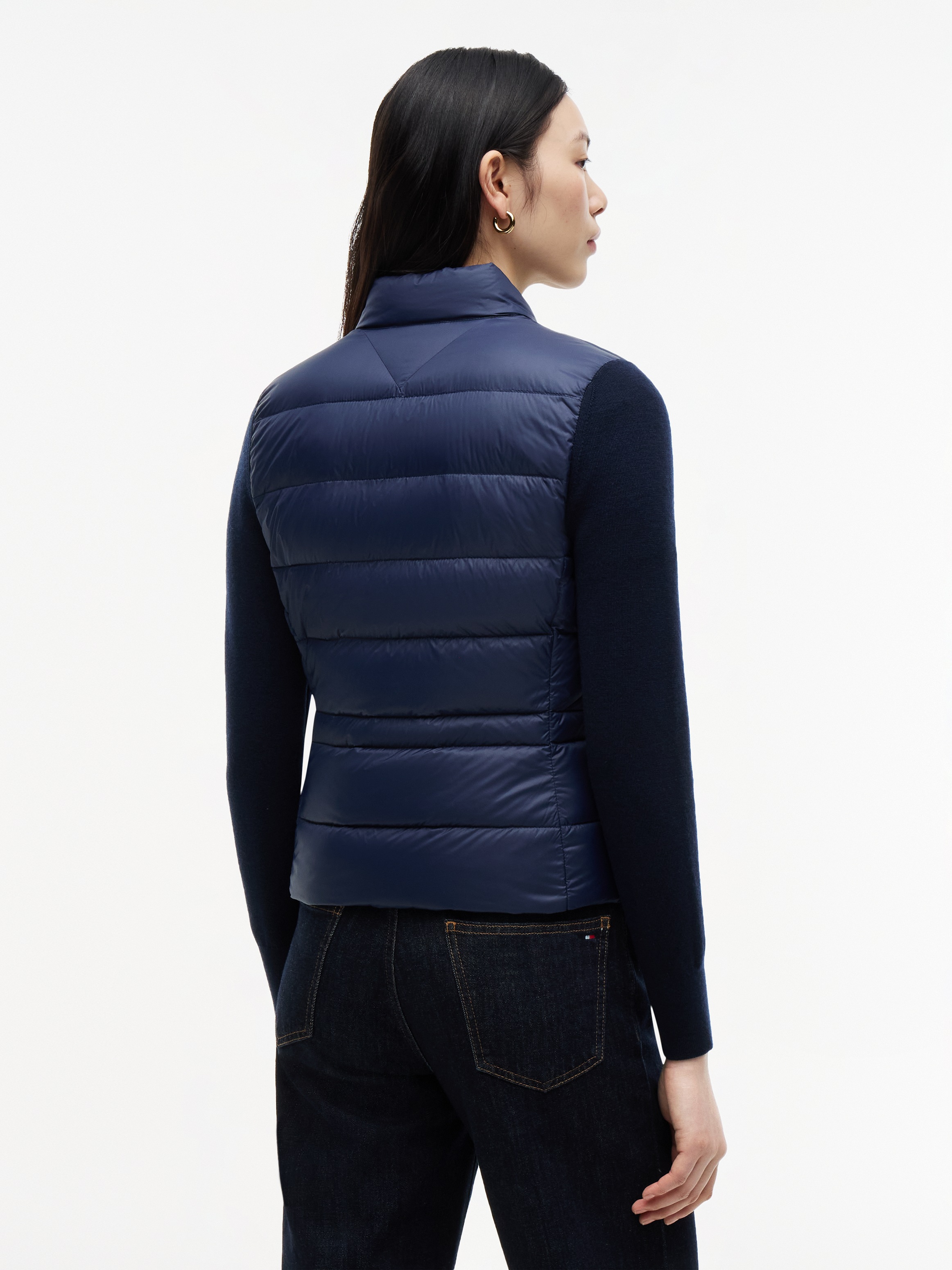 Tommy Hilfiger Steppjacke »LW DOWN KNIT MIX JACKET« ohne Kapuze Stehkragen, Materialmix mit Steppqualität