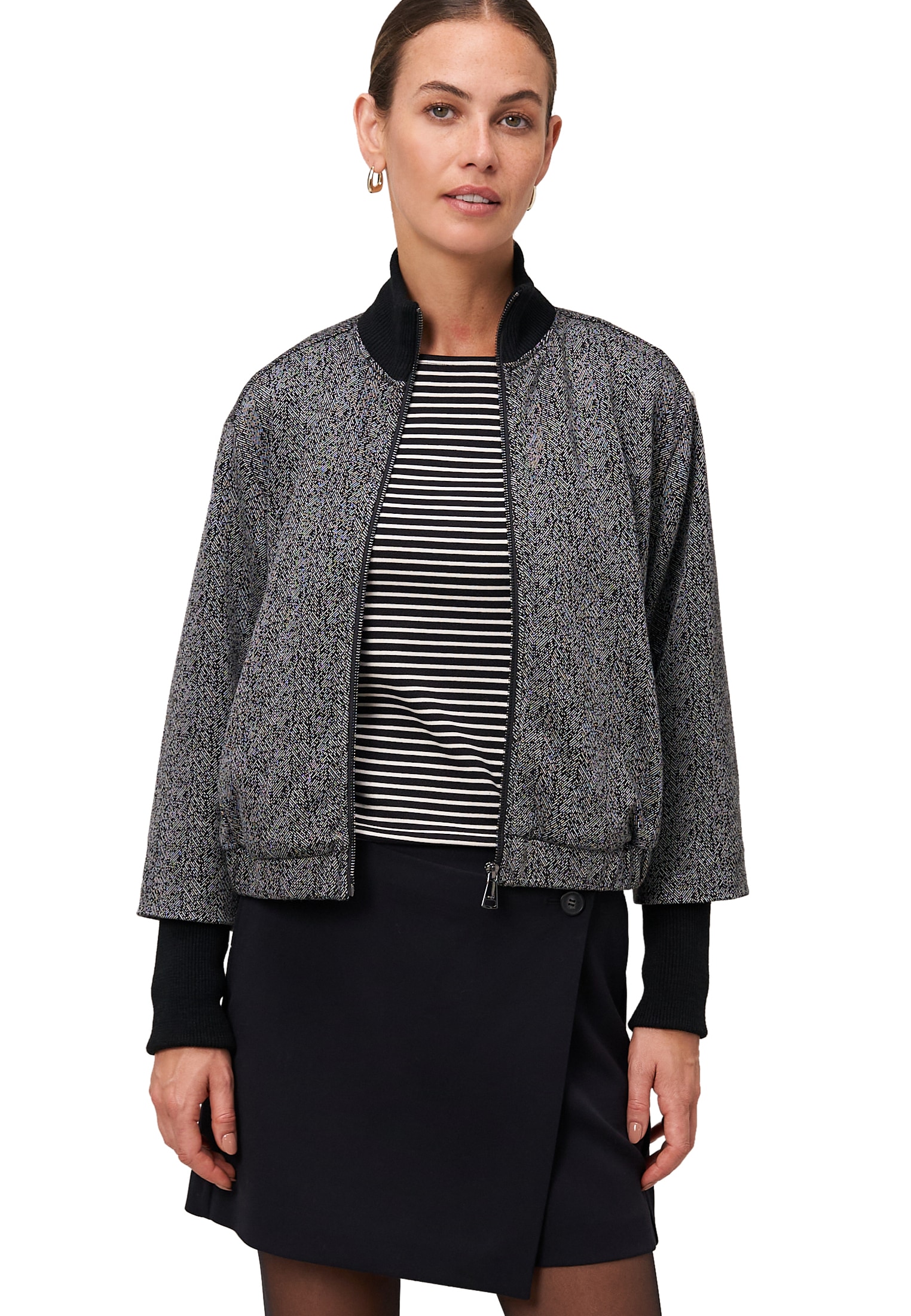 Zero Jackenblazer "zero Damen Jacke Fischgrät mit Stehkragen", weiteres Det günstig online kaufen