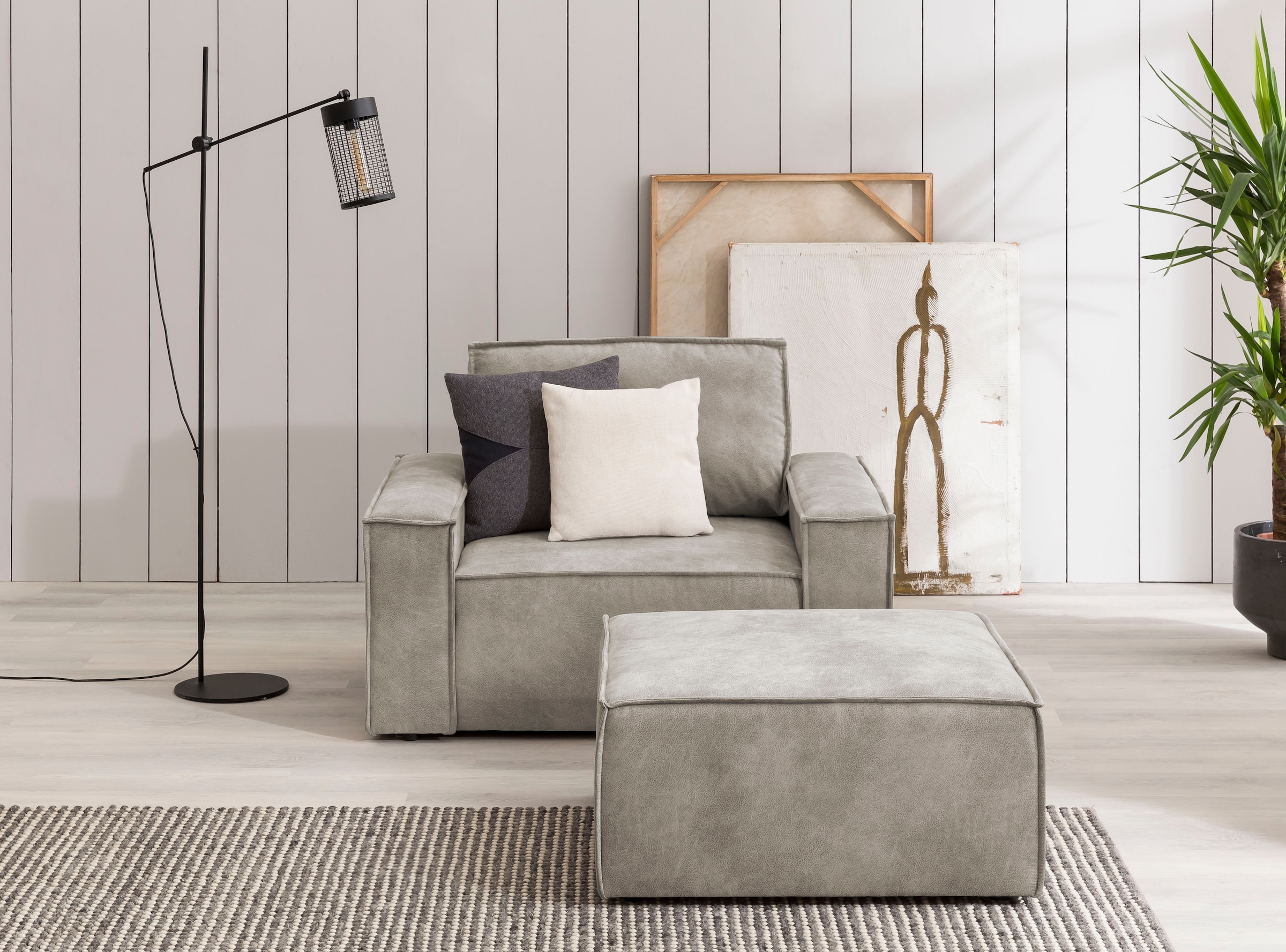 OTTO home Sessel "SHERWOOD Vintage Lederoptik Sessel-Set" Loveseat und Hocker im Set, passend zur Polster-Serie SHERWOOD