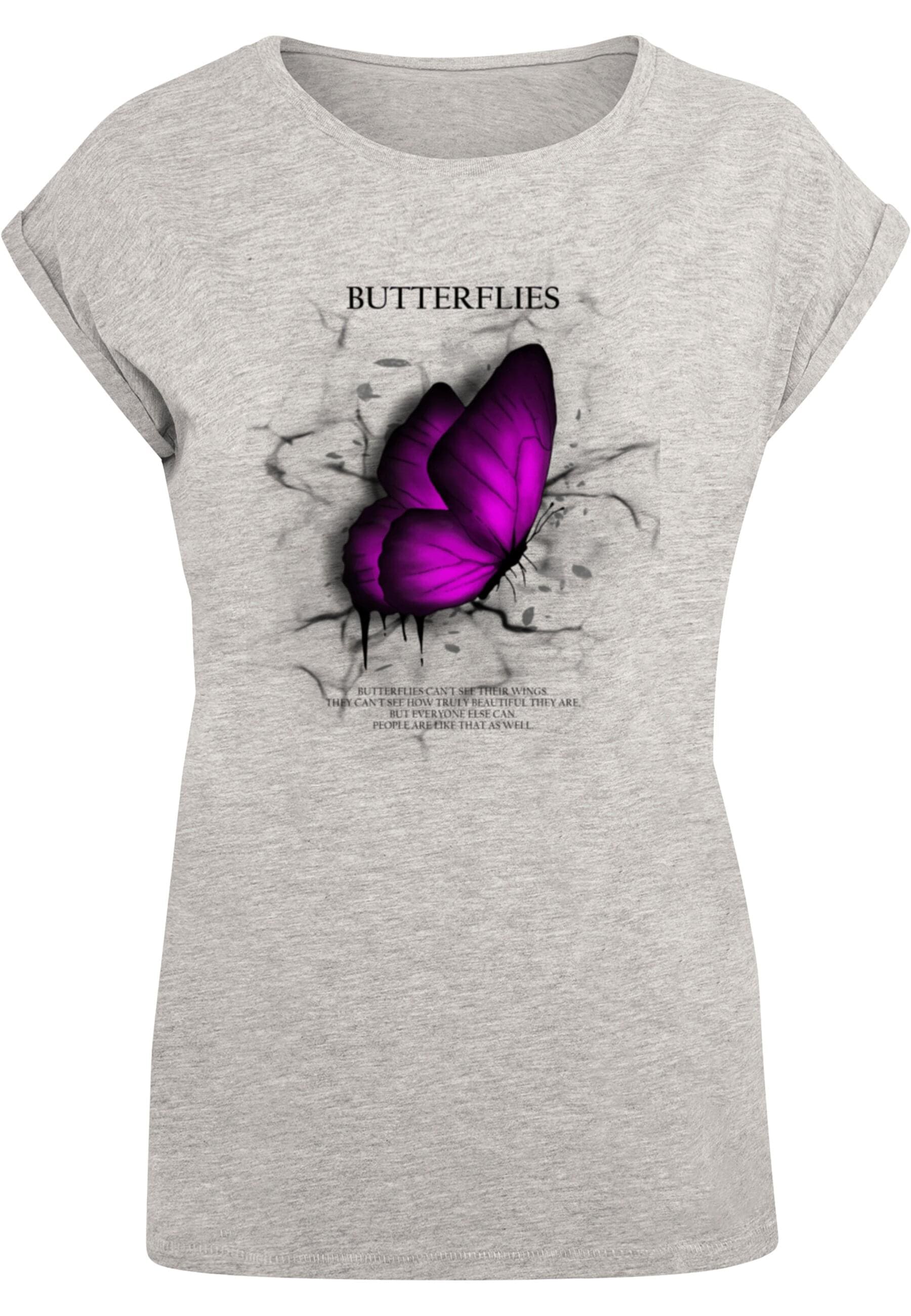 Merchcode T-Shirt "Merchcode Damen Ladies Butterflies Extended Shoulder Tee günstig online kaufen