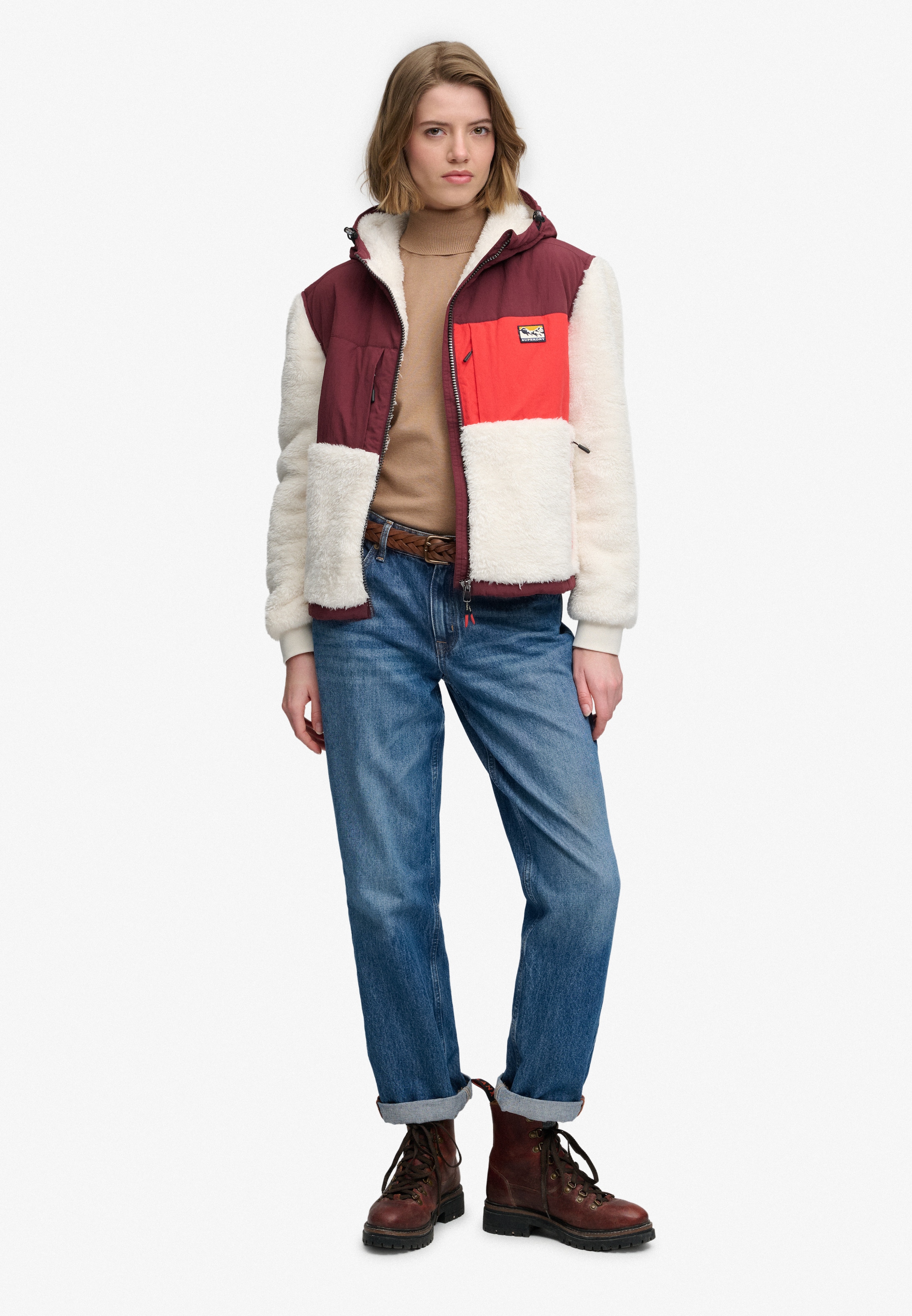 Superdry Hybridjacke »SUPER SOFT HYBRID FULL ZIP« mit Kapuze Kunstfaser, oversize