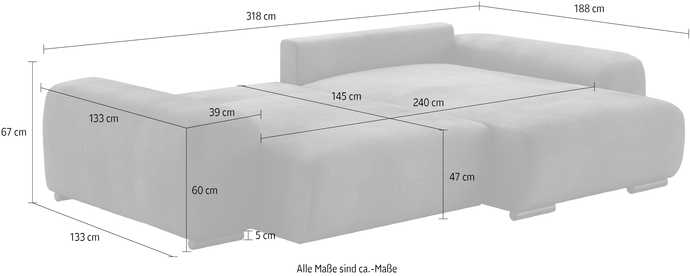 Mr. Couch Polsterecke »Sundance, L-Form«, Dauerschläfer mit Bett, Bettkasten, bis 140 kg belastbar