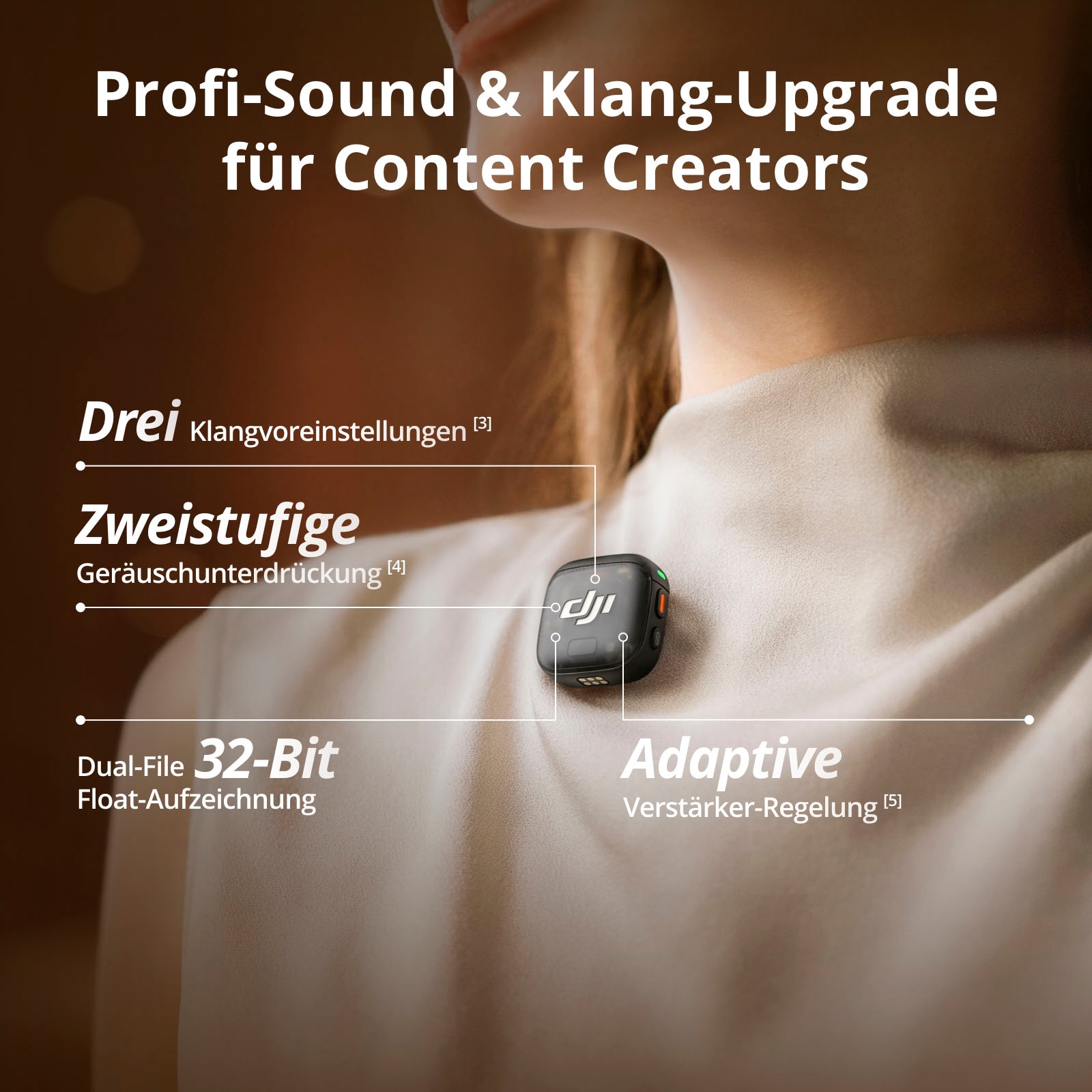 DJI Mikrofon »Mic 3 (2 Sender + 1 Empfänger + Ladeschale)«