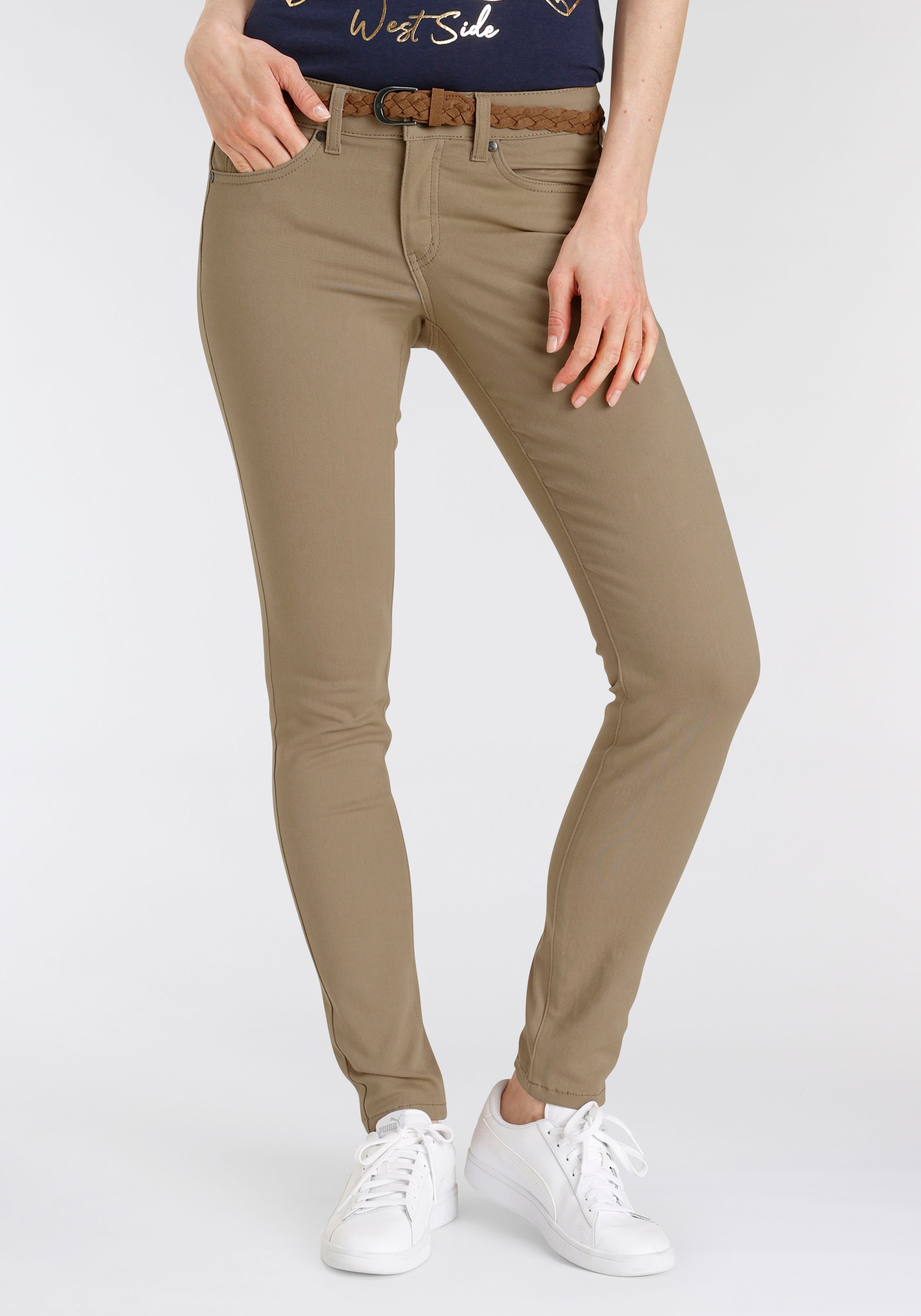 DELMAO Slim-fit-Jeans Set, mit Gürtel, 2 Stk. tlg. mit modischem Flechtgürt günstig online kaufen