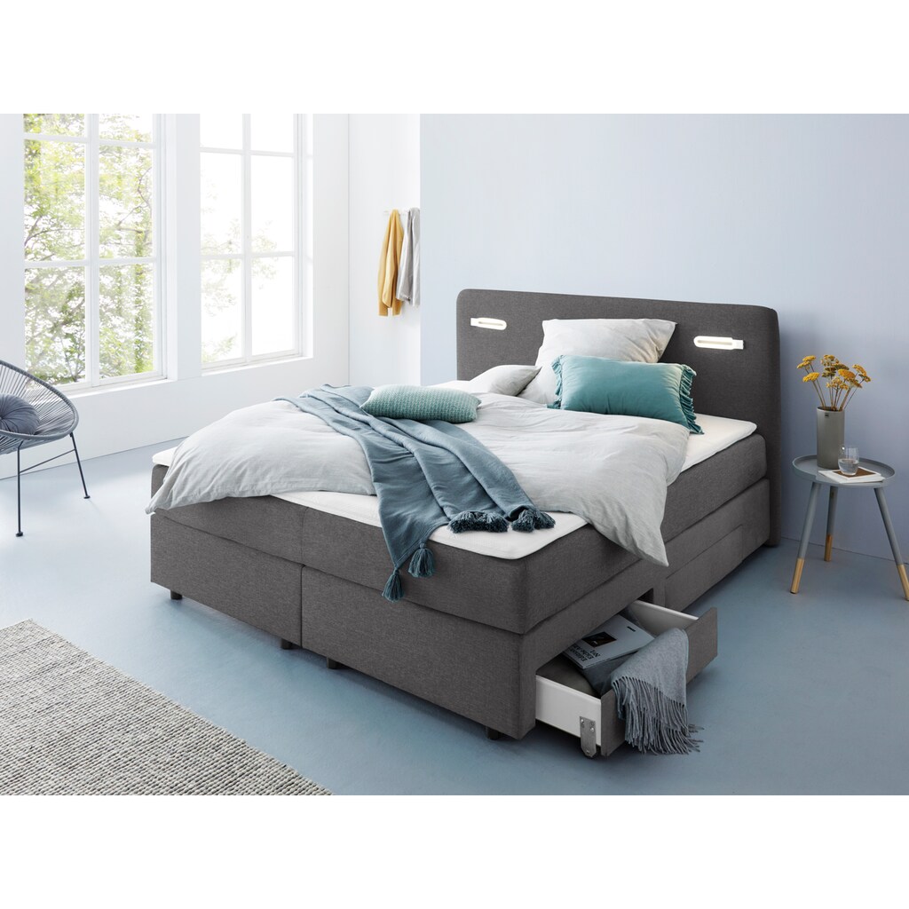 Wohnen Betten INOSIGN Boxbett »Luan«, mit Schubkästen, LED-Beleuchtung und Topper, in Breite 120 cm und 180 cm erhältlich, versc Wohnen Betten INOSIGN Boxbett »Luan«, mit Schubkästen, LED-Beleuchtung und Topper, in Breite 120 cm und 180 cm erhältlich, versc