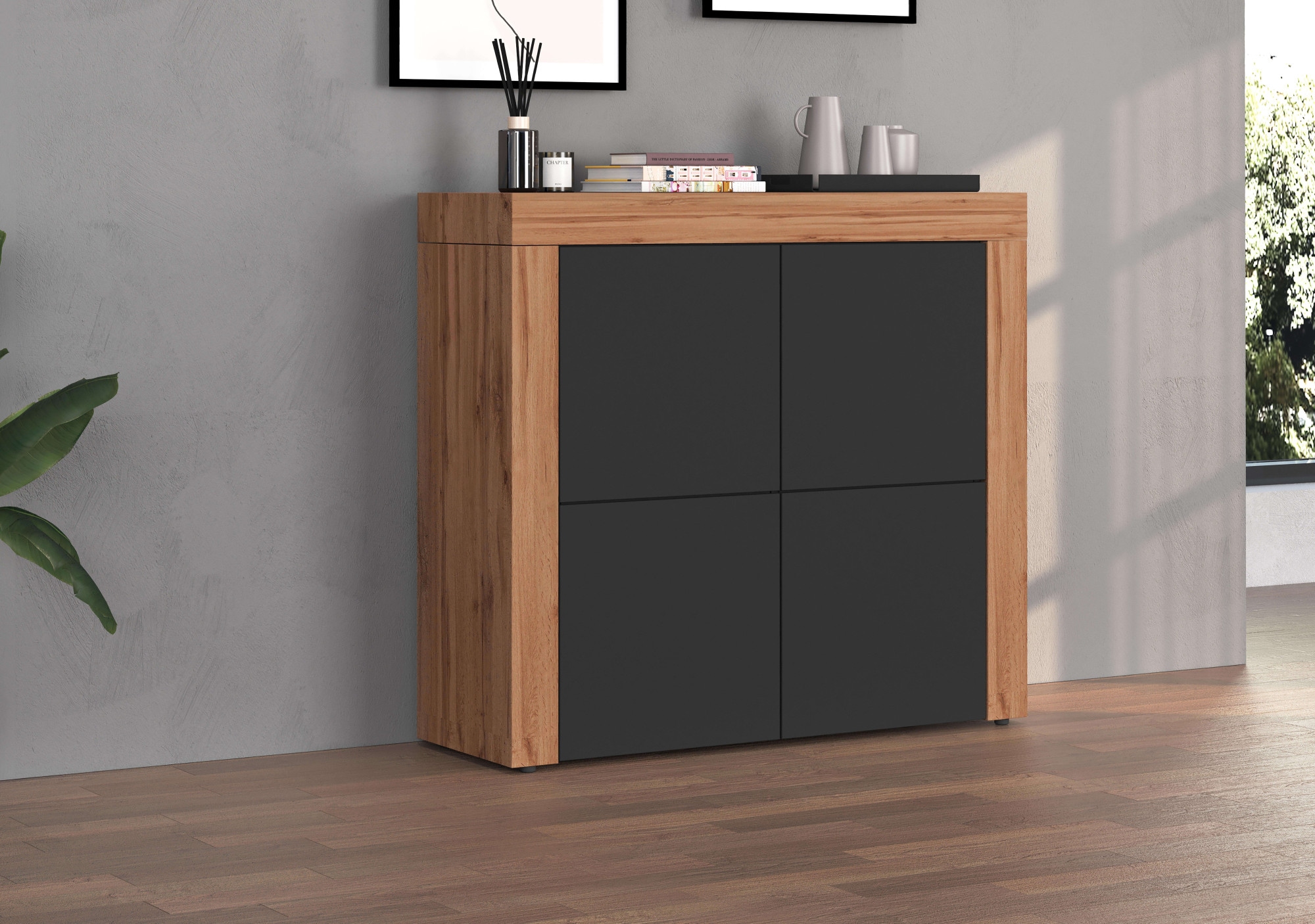 INOSIGN Highboard »CHRONOS Breite 140 cm mit 4 Türen und 8 Fächer 'Made in Italy'«, (1 St.), Hohes Sideboard, Kommode, Schrank, Grifflos mit Push to Open