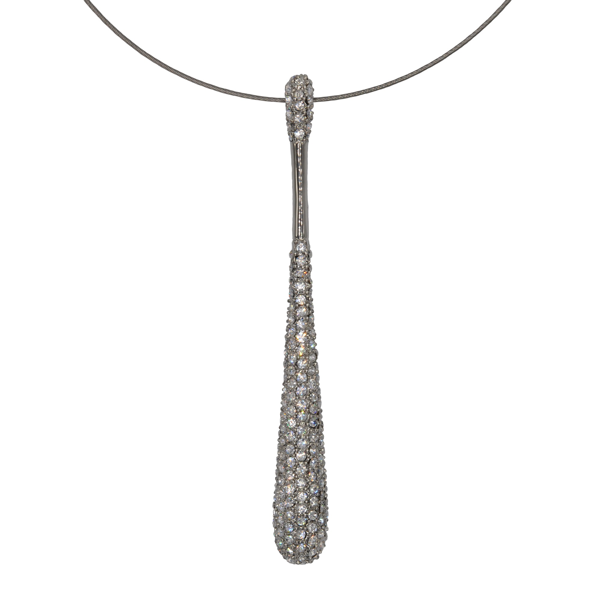 Steuer Kette mit Anhänger »Metall silberfarben glanz Glasstein weiß«