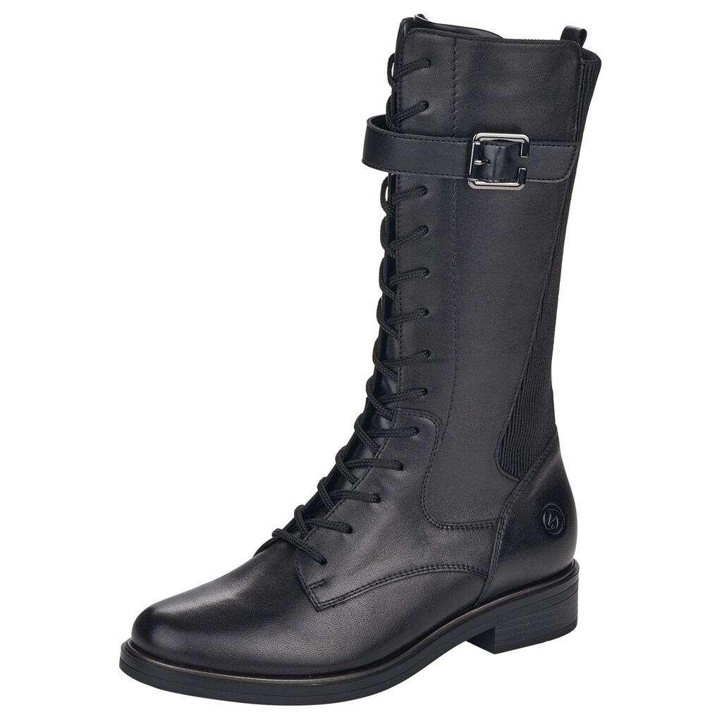 Schuhe Stiefel Remonte Schnürstiefel, mit breitem Stretcheinsatz schwarz Schuhe Stiefel Remonte Schnürstiefel, mit breitem Stretcheinsatz schwarz
