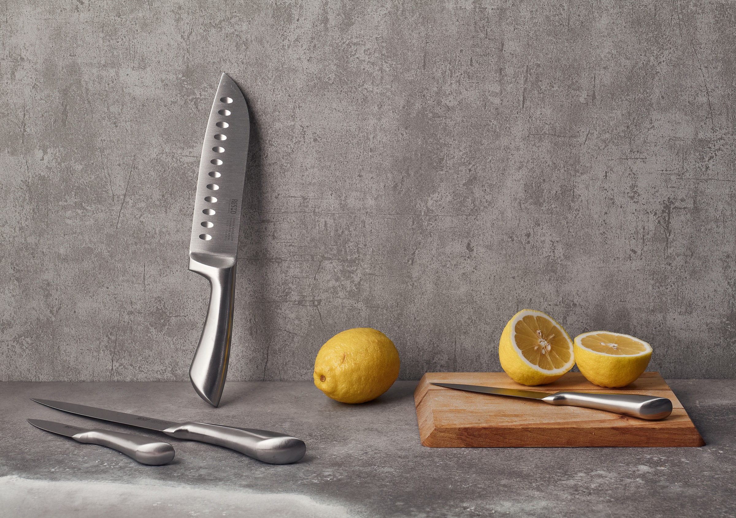 RESTO Kitchenware Messer-Set »Merope, Edelstahlmesser 3-teilig in Magnet-Geschenkbox« Santoku-Messer 18 cm, Universalmesser 13 cm, Schälmesser 9 cm