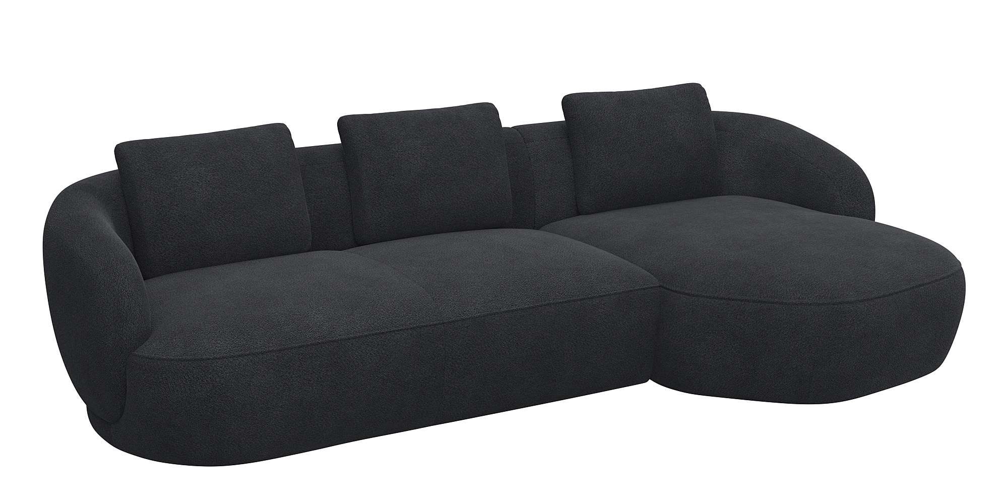FLEXLUX Wohnlandschaft »Torino, rund, L-Form, Sofa-Ecke mit Recamiere, Longchair-Sofa«, Modernes, organisches Sofa-Design, Kaltschaum, Wellenunterfederung