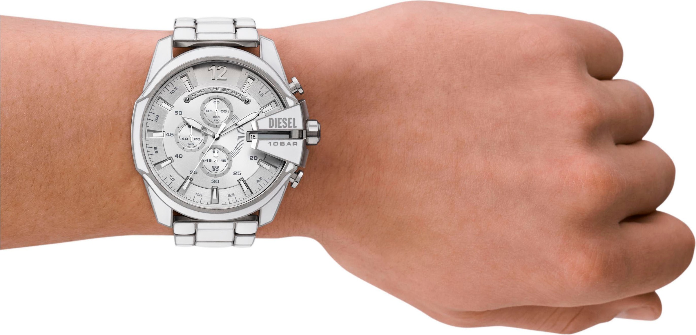 Diesel Chronograph »MEGA CHIEF«, Quarzuhr, Armbanduhr, Herrenuhr, Stoppfunktion, Edelstahlarmband