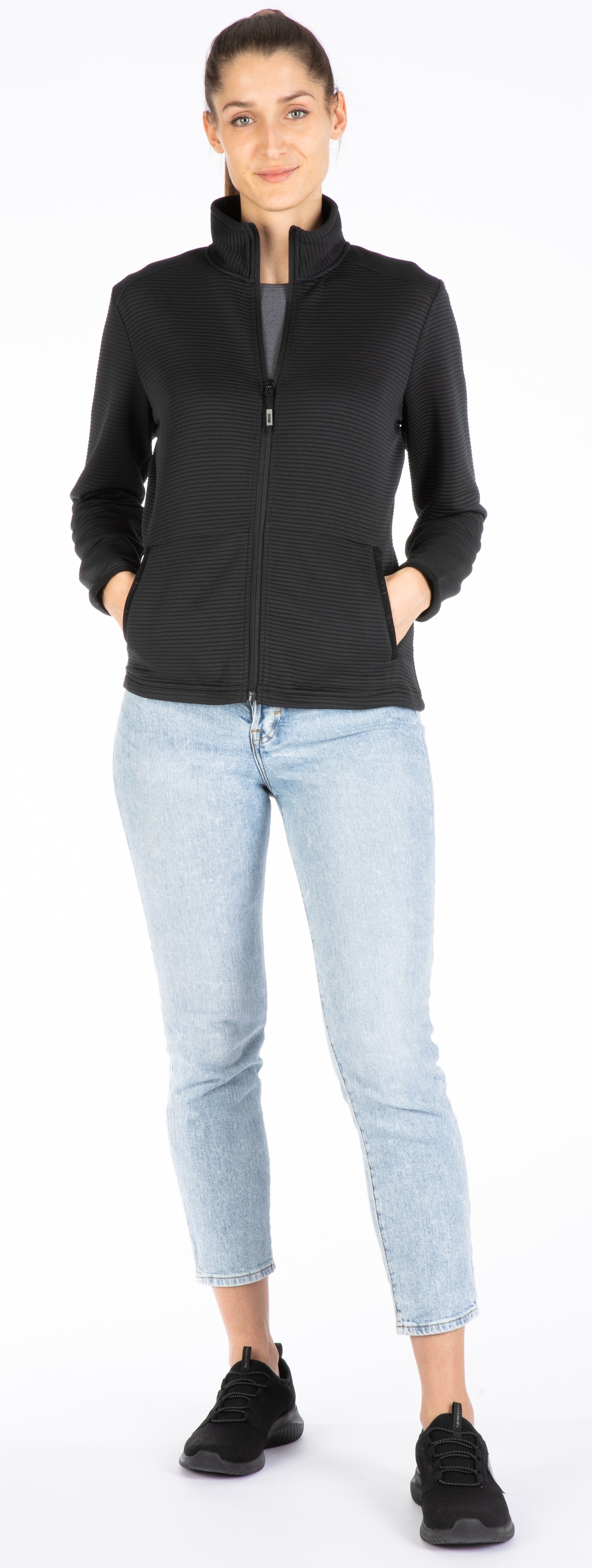 Strickfleecejacke LPO "XARA WMN", Damen, Gr. 44L, schwarz, 100% Polyester, normal, Jacken, mit Stehkragen 3