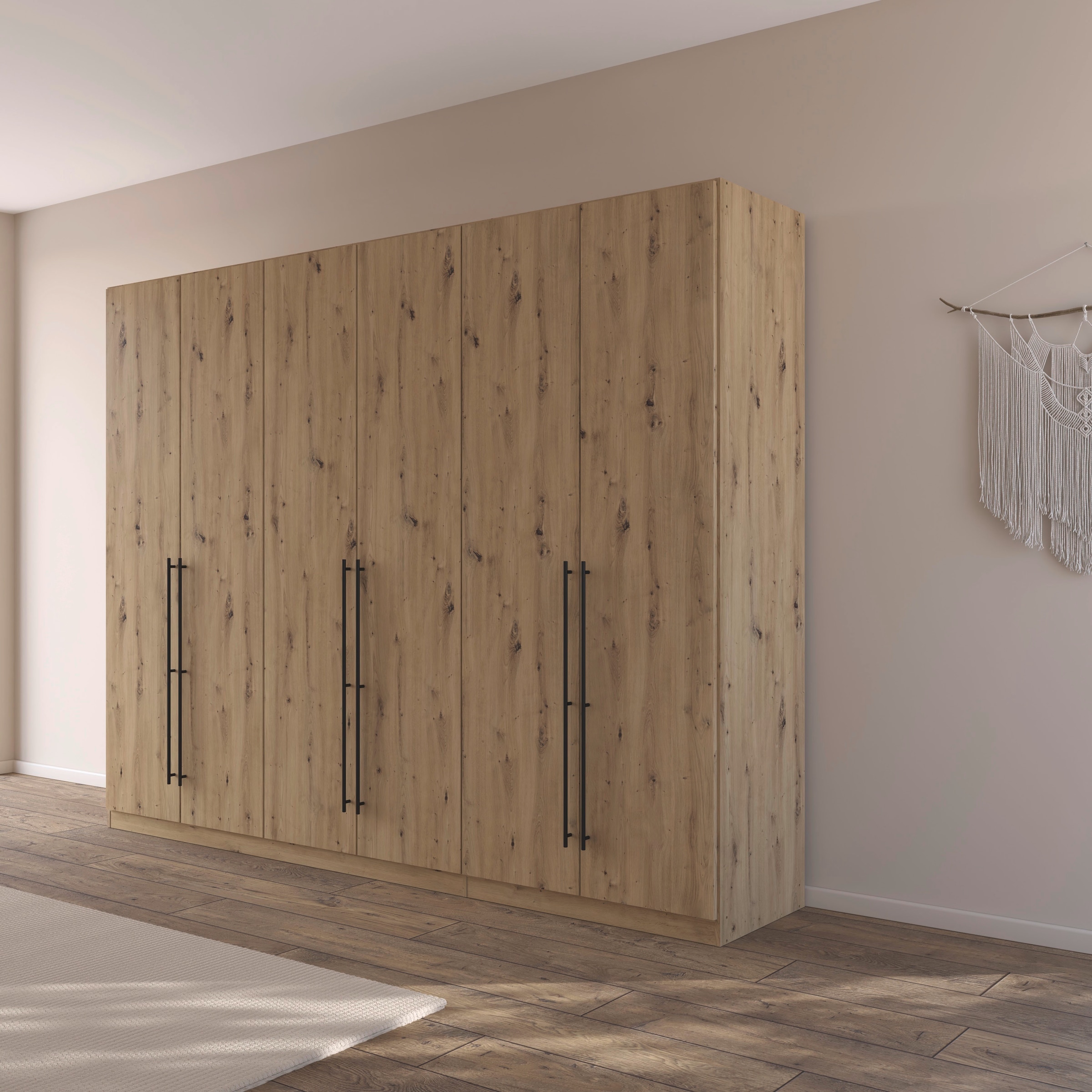 rauch Kleiderschrank, (in 3 verschiedenen Ausstattungen BASIC/CLASSIC/PREMIUM), mit hochwertigen Stangengriffen in Schwarz aus Metall MADE IN GERMANY
