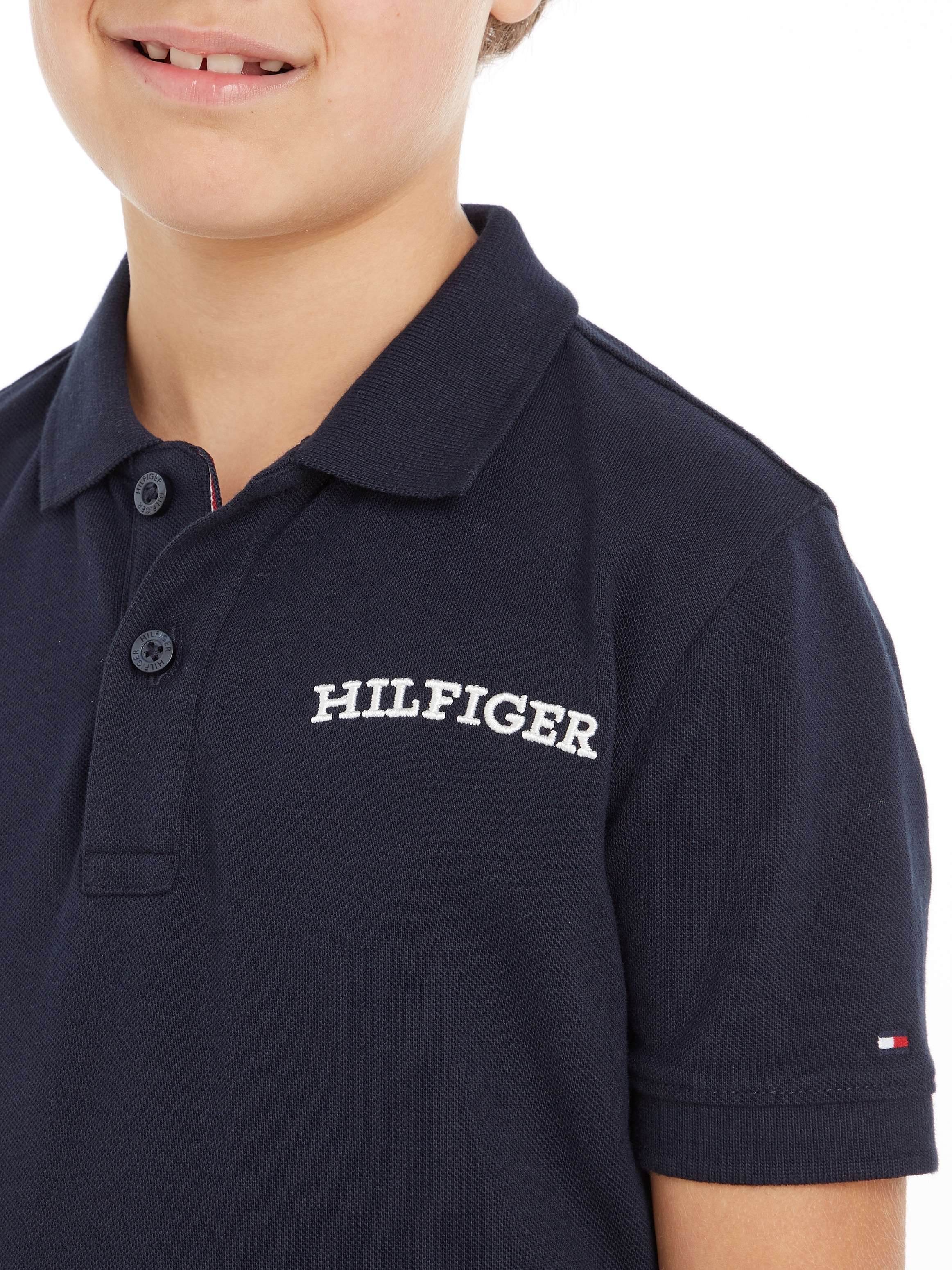 Black Friday Tommy Hilfiger Poloshirt »HILFIGER ARCHED POLO S/S«, mit  Hilfiger Logo-Schriftzug auf der Brust | BAUR | Rundhalsshirts