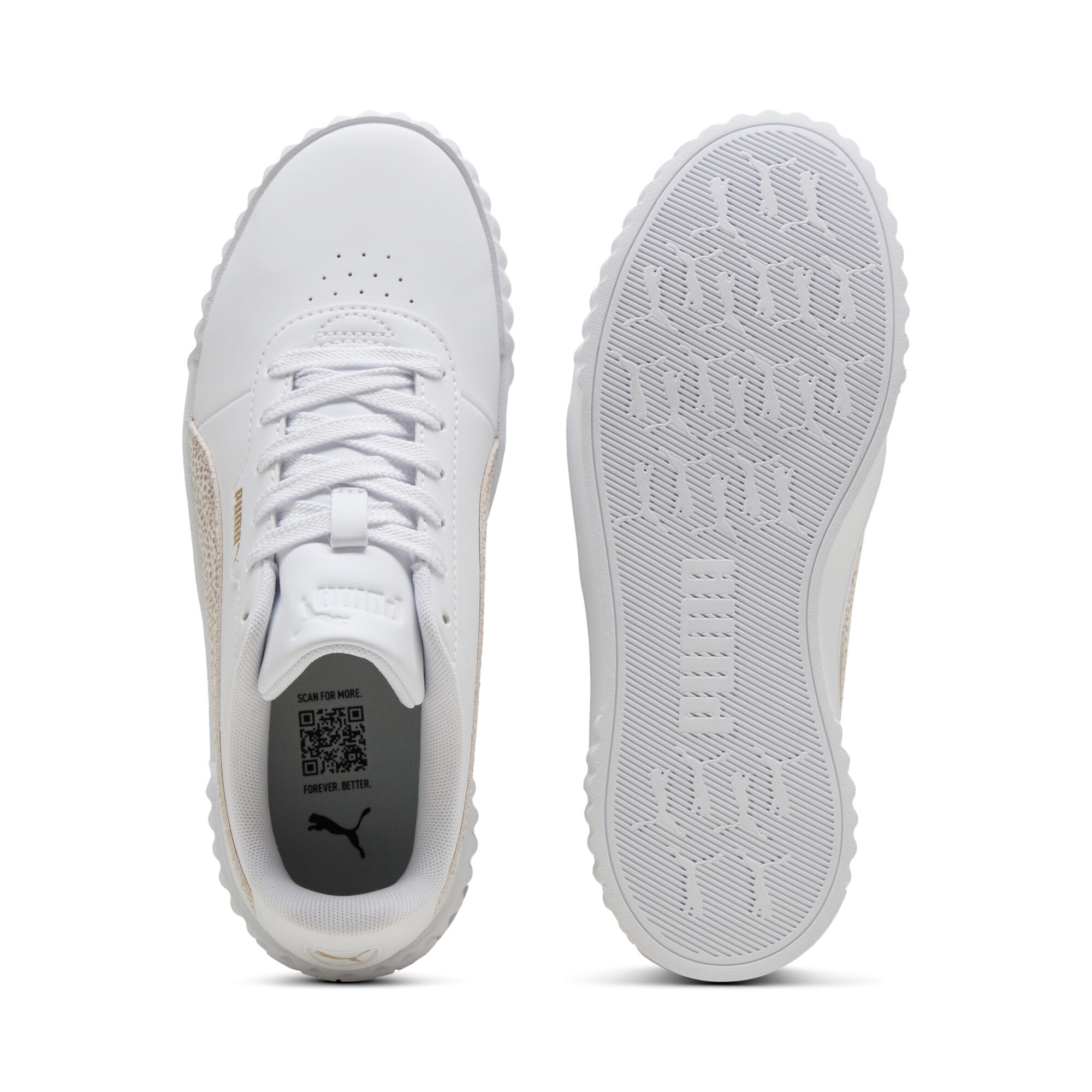 Sneaker PUMA "CARINA 3.0 TOPCAT", Damen, Gr. 40,5, puma weiß, frosted ivory, Synthetik, Schuhe Sneaker, sportlicher Stil, mit Schnürung, Innenmaterial aus Textil 3