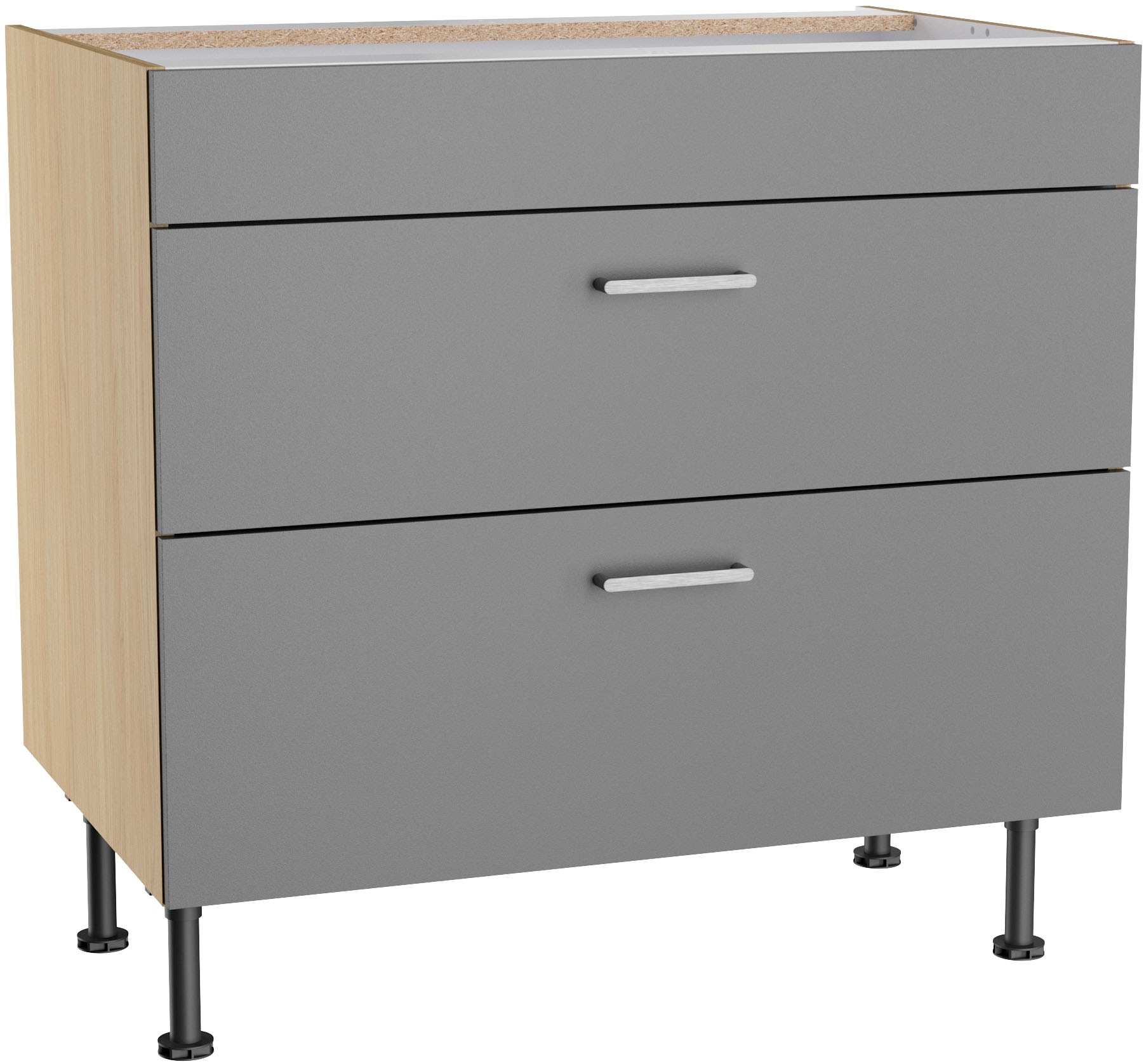 KOCHSTATION Kochfeldumbauschrank "KS-Lucy" Breite 90 cm, mit 2 Auszügen, Soft-Close, höhenverstellbare Füße