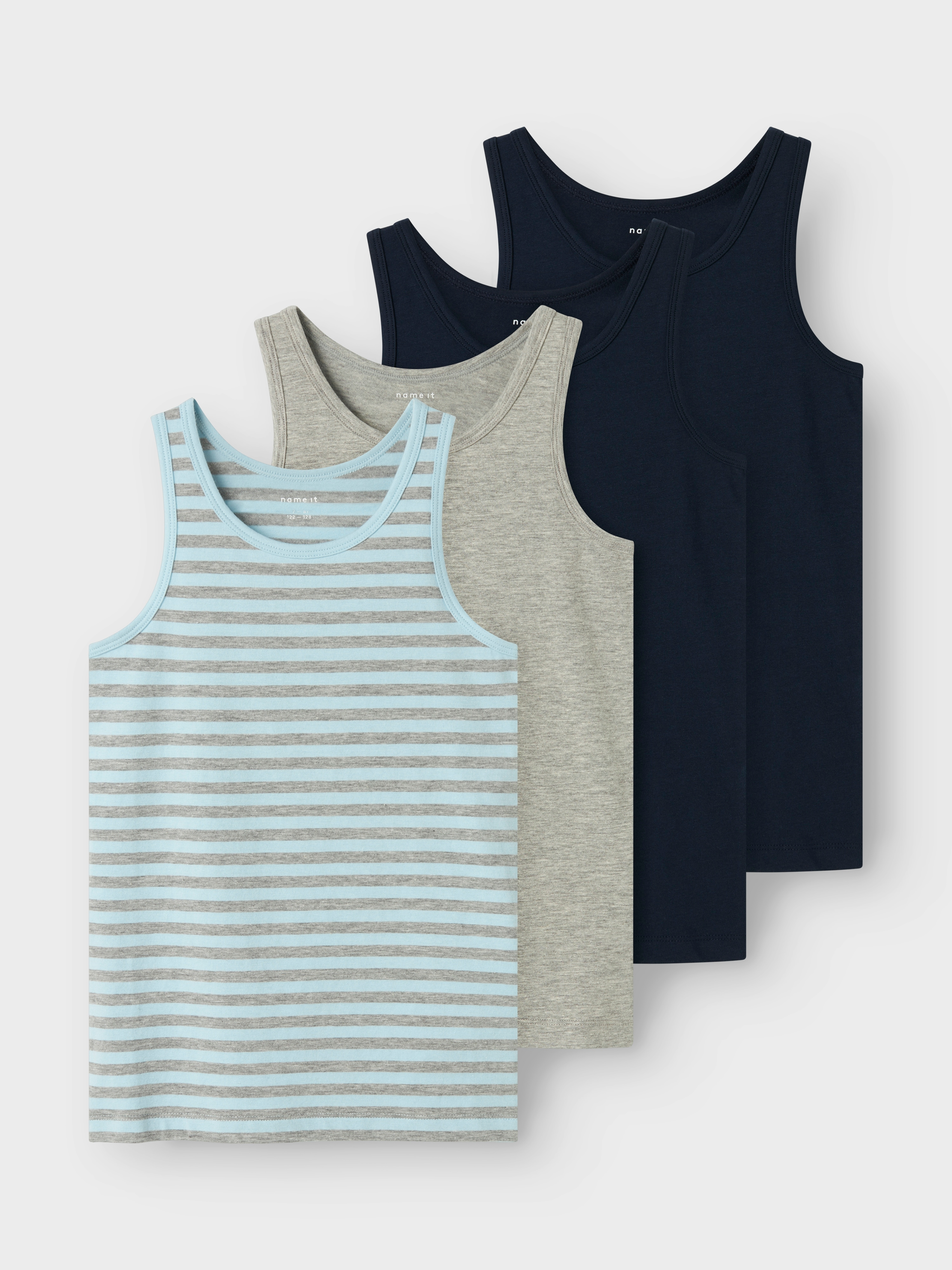 Name It Unterhemd "NKMTANK für Jungen mit Streifen im 4er-Pack" Packung, 4 Stk. gestreift, casual, regular fit, Baumwollmischung, Rundhals