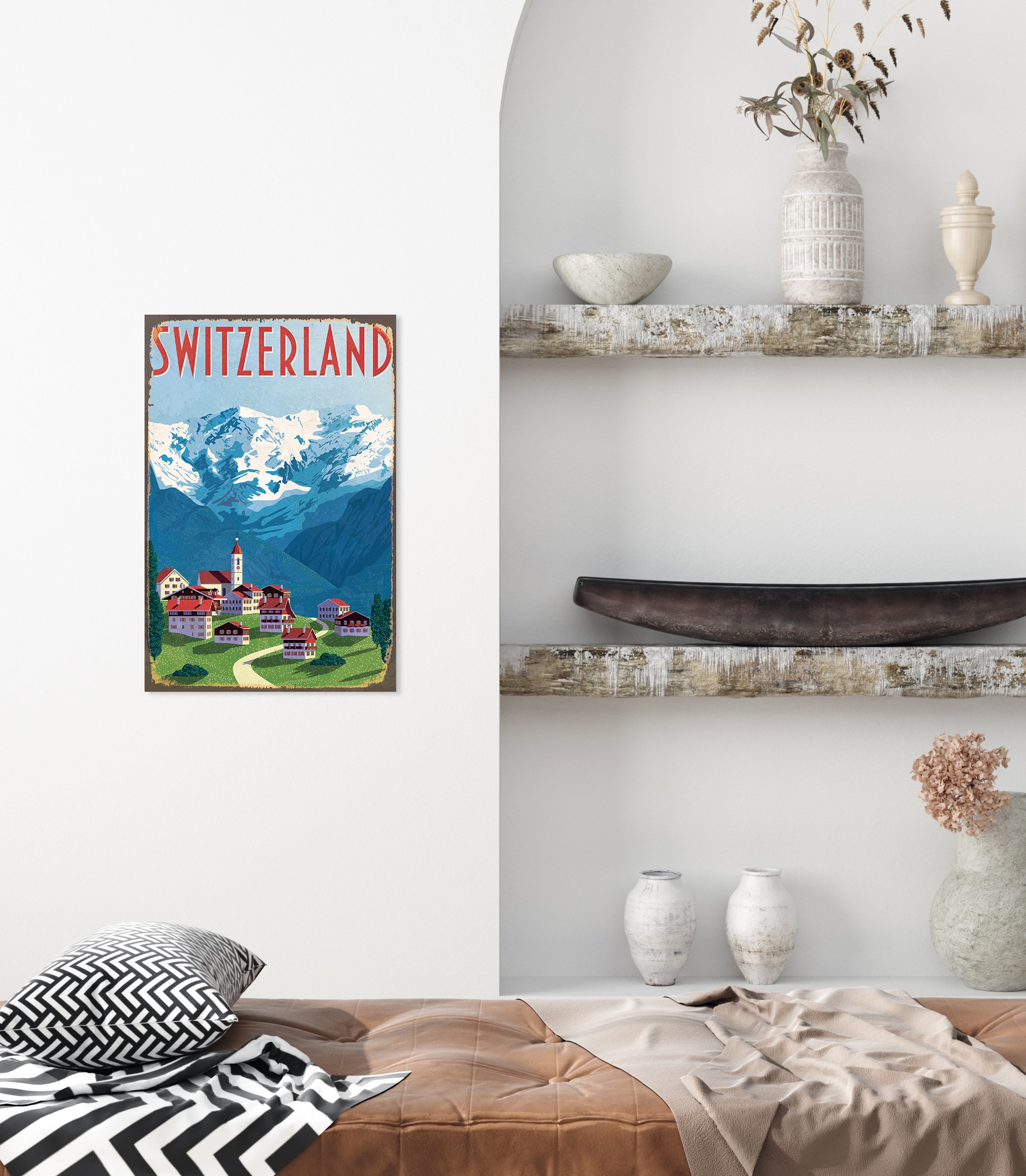 queence Metallbild "SWITZERLAND 2.0", Schweiz, Blechschilder günstig online kaufen