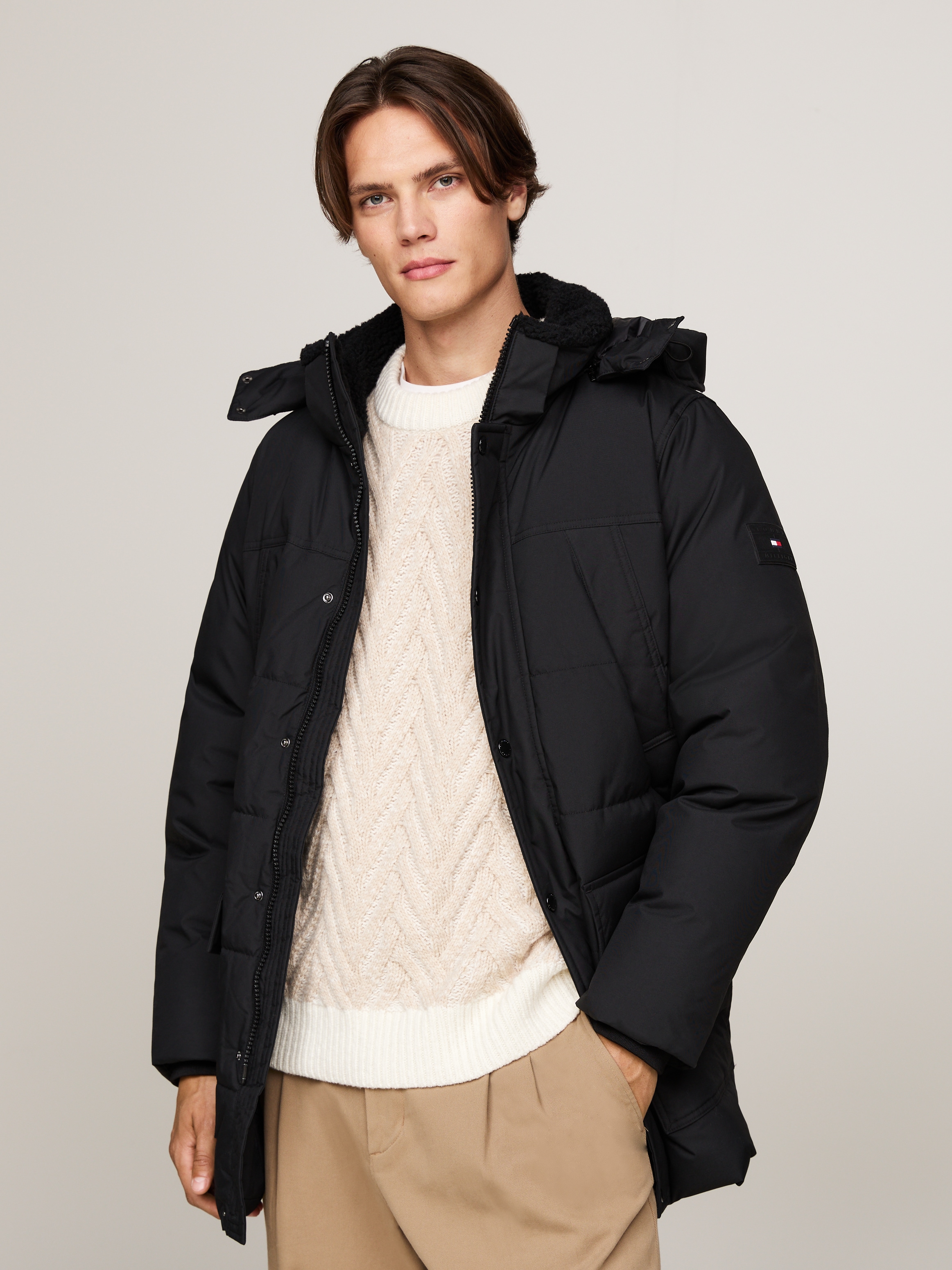 Tommy Hilfiger Parka »ROCKIE UTILITY PARKA«, mit Kapuze, hoch geschlossen, Stehakragen mit Fellimitat