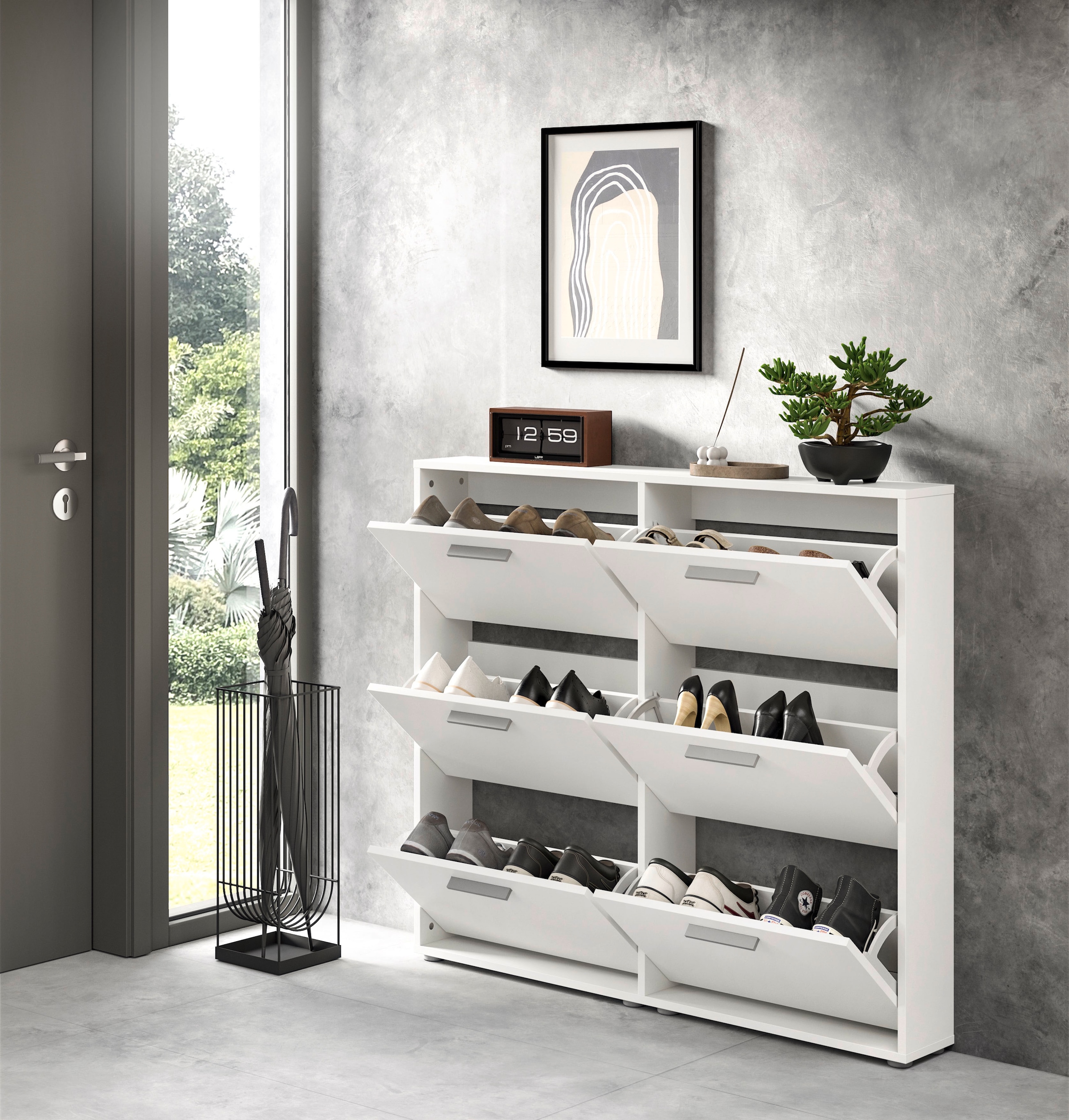 HBZ Schuhkommode »Sam Schuhkipper, Schuhschrank BxHxT 116x103x17 cm«, (1 St.), mit 6 Klappen