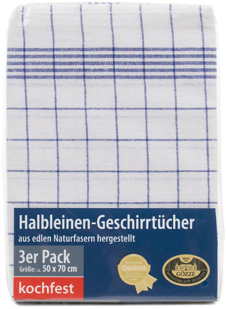 Gözze Geschirrtuch »Halbleinen Geschirrtuch, Des. 60152«, (Set, 3 tlg.), aus edlen Naturfasern