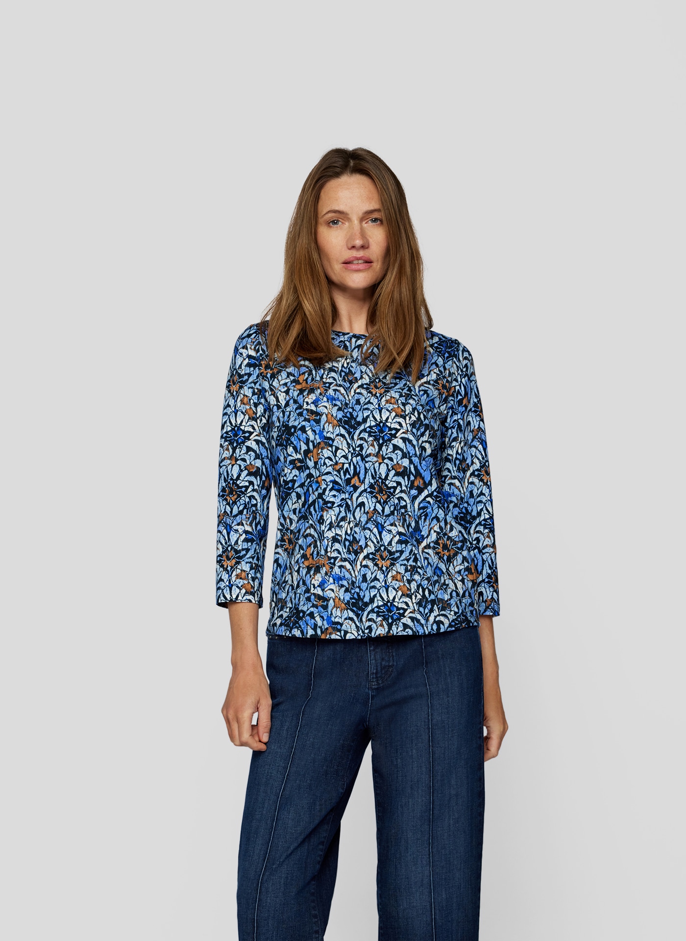 3/4-Arm-Shirt, mit floralem Allover-Print