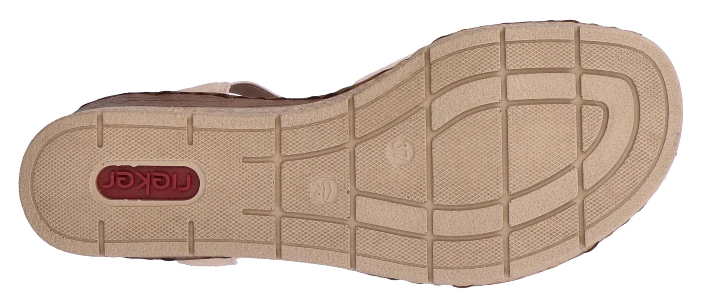 Rieker Keilsandalette, Sommerschuh, Plateausandale, Schlupfschuh mit seitlichen Gummizügen