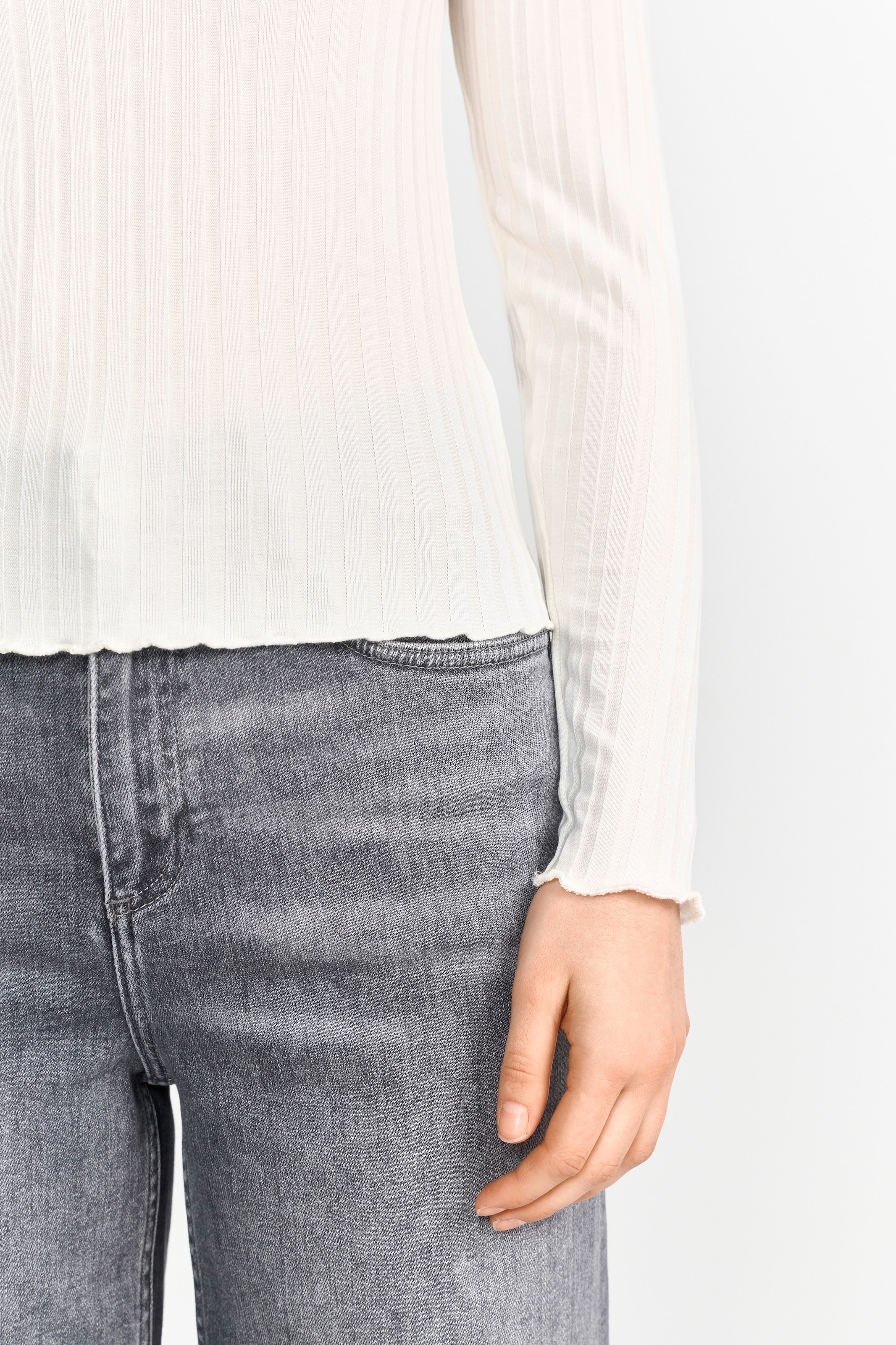 RICHROYAL Longsleeve perfekt zum drunterziehen, mit Rollkante am Ausschnitt