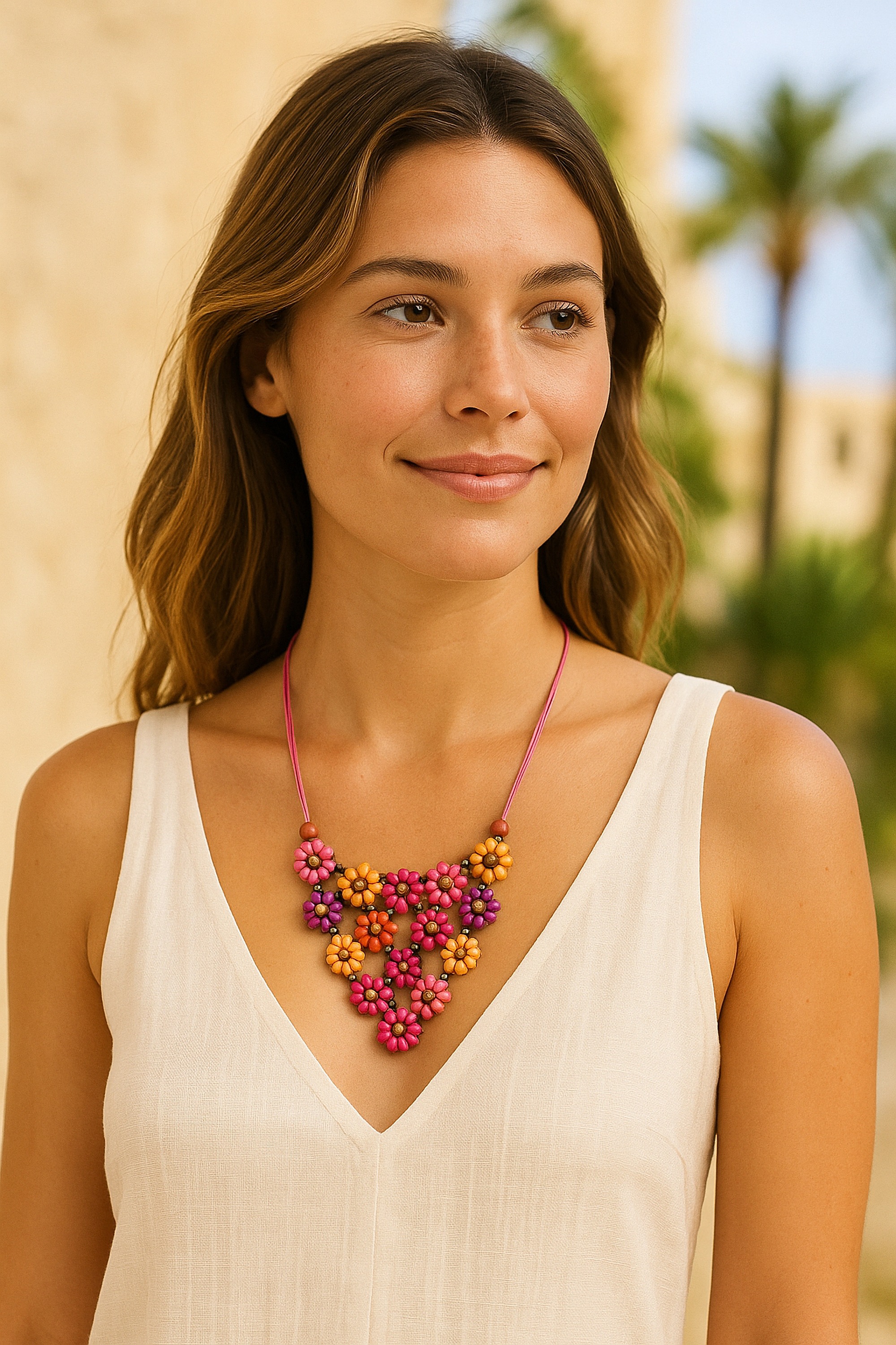 COLLEZIONE ALESSANDRO Kette mit Anhänger "Fiore" bunte Blumen aus Holzperle günstig online kaufen