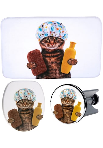 Badaccessoire-Set »Shower Cat«, (3 tlg.)