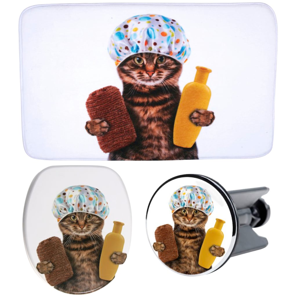 Sanilo Badaccessoire-Set »Shower Cat«, (3 tlg.)