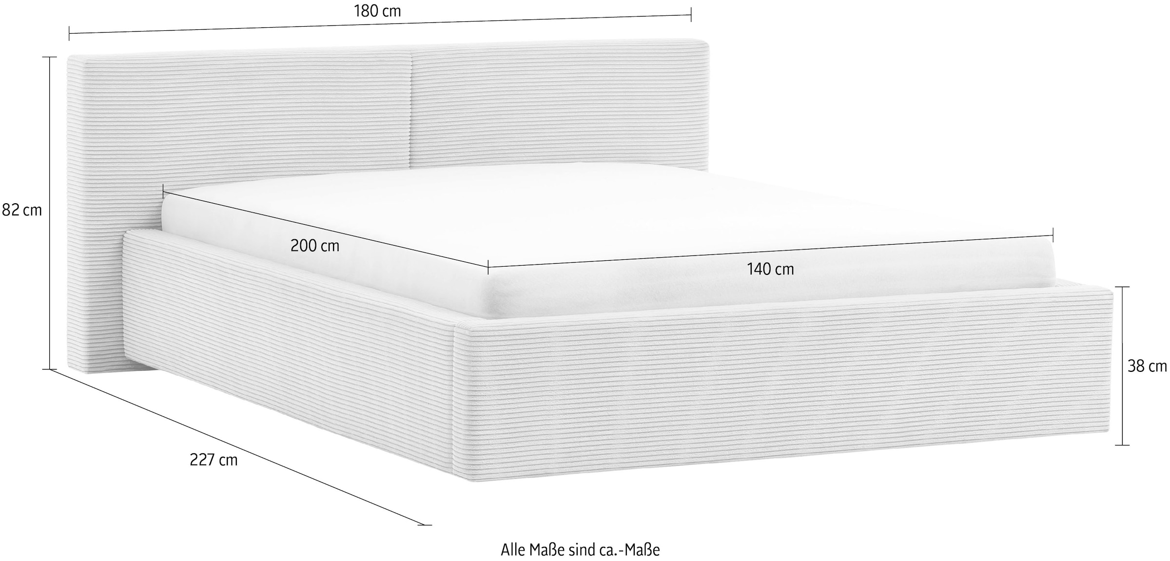meise.möbel Polsterbett »Cube«, wahlweise mit Matratze und Bettkasten