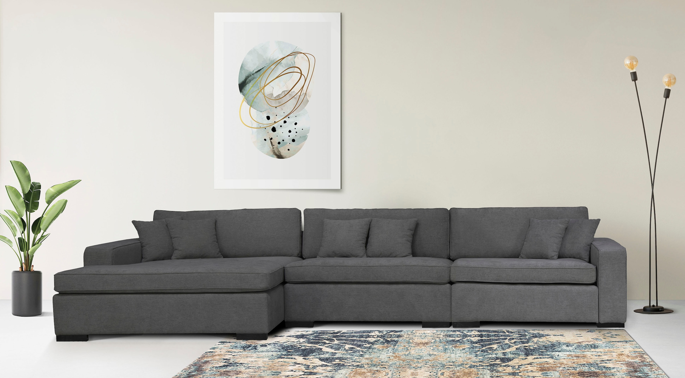 Home affaire Ottomane "Skara L-Form", Lounge-Sofa mit Federkernpolsterung, günstig online kaufen