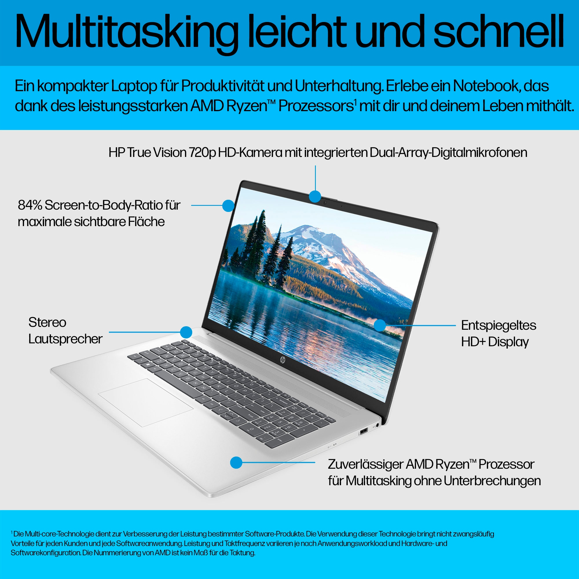 HP Notebook »17-cp2251ng«, 43,94 cm, / 17,3 Zoll, AMD, Ryzen 5, 512 GB SSD