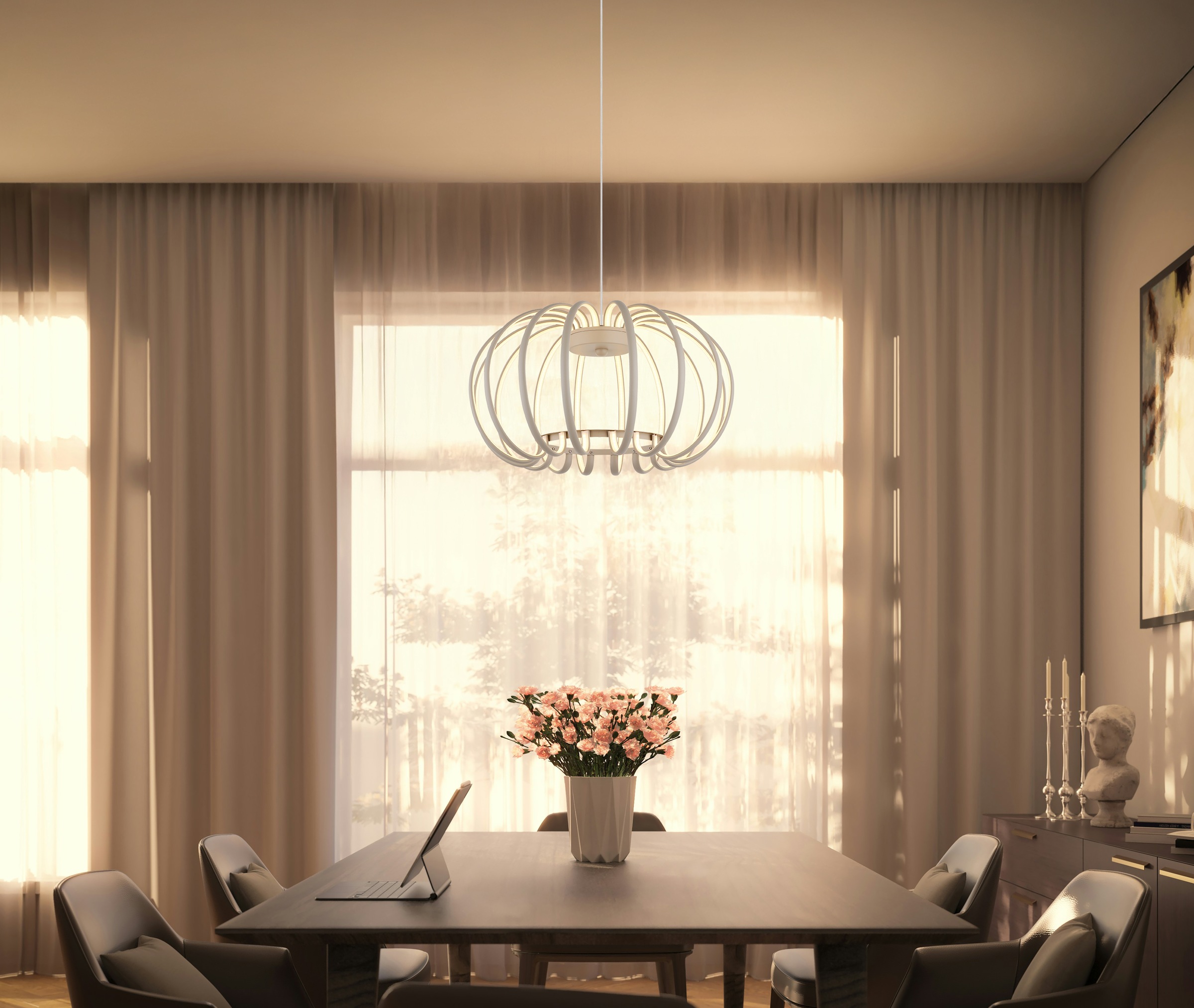 GLOBO LIGHTING Hängeleuchte »RIBBON« LED-Modul 1 Stk. Warmweiß Hängeleuchte, Opalglas, 3 Helligkeitsstufen, LED 40W