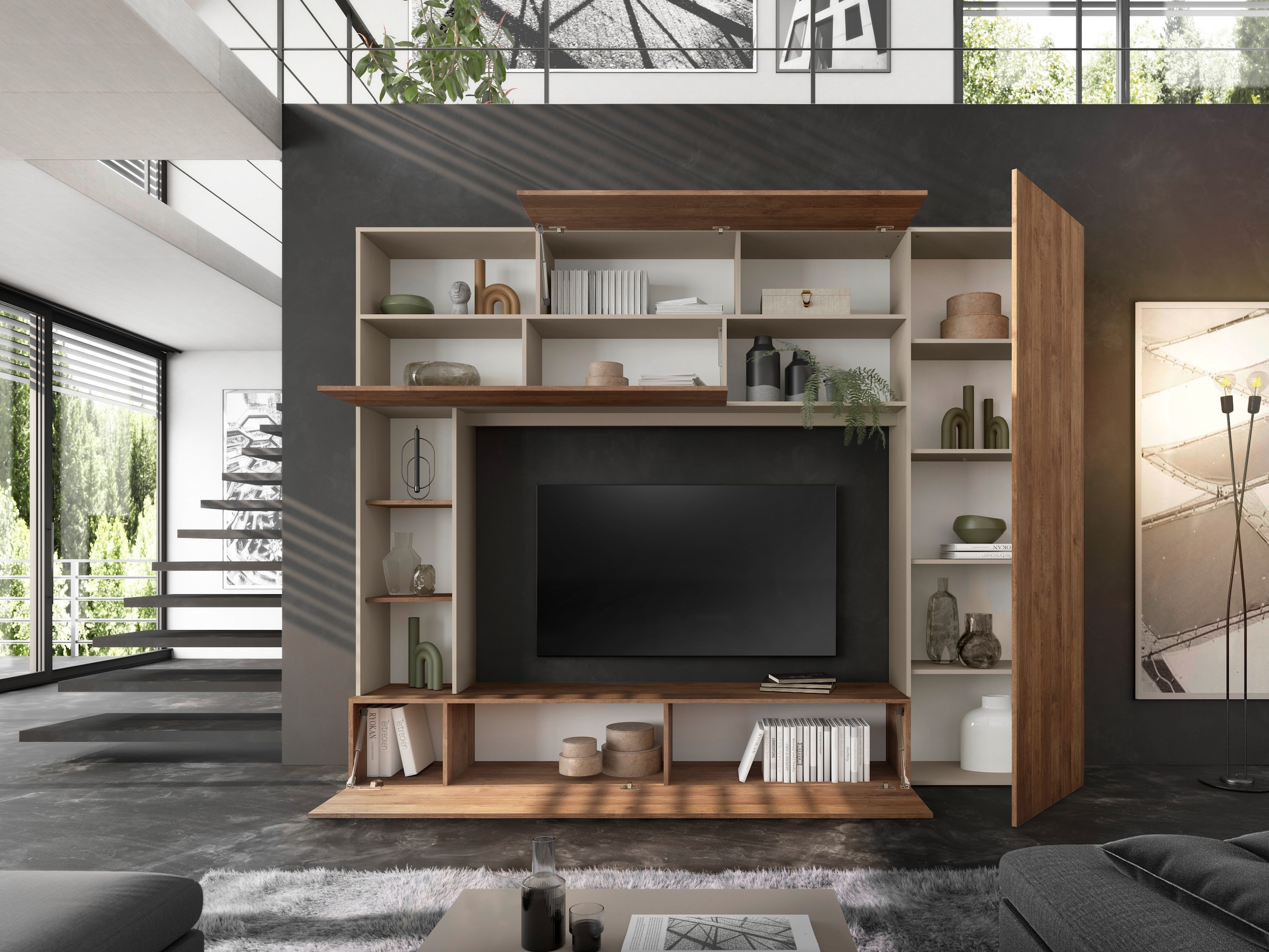 INOSIGN Wohnwand »PRATO, Breite 272 cm, Höhe 210 cm, Kompakt-Wohnwand,«, Mediawand, Schrankwand, moderne u. grifflose Optik, viel Stauraum