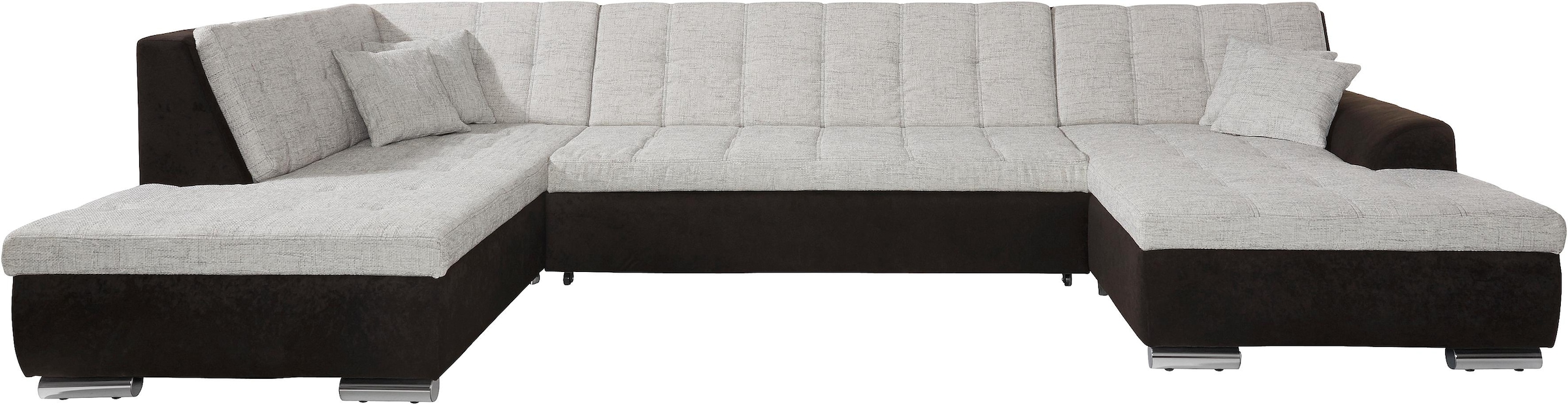 DOMO collection Wohnlandschaft »Treviso incl. Zierkissen, moderne Steppung, XXL: B/T/H: 364/201/83 cm«, wahlweise mit Bettfunktion, in vielen Bezugsarten auch in Cord U-Form