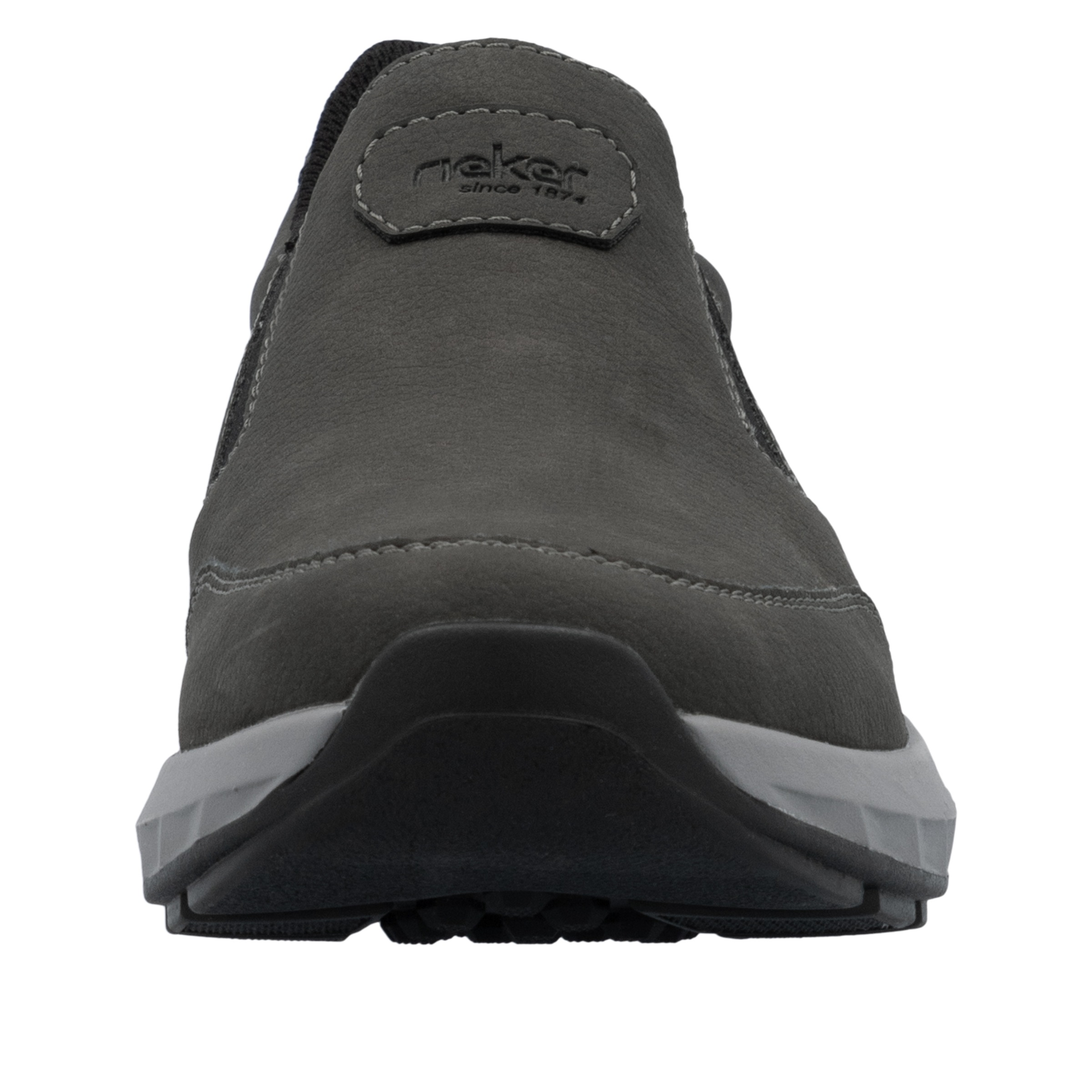 Slipper RIEKER, Herren, Gr. 46, grau, Lederimitat, unifarben, Schuhe Slipper, Schlupfschuh, Halbschuh, Slip-on Sneaker mit Ziernähte 3