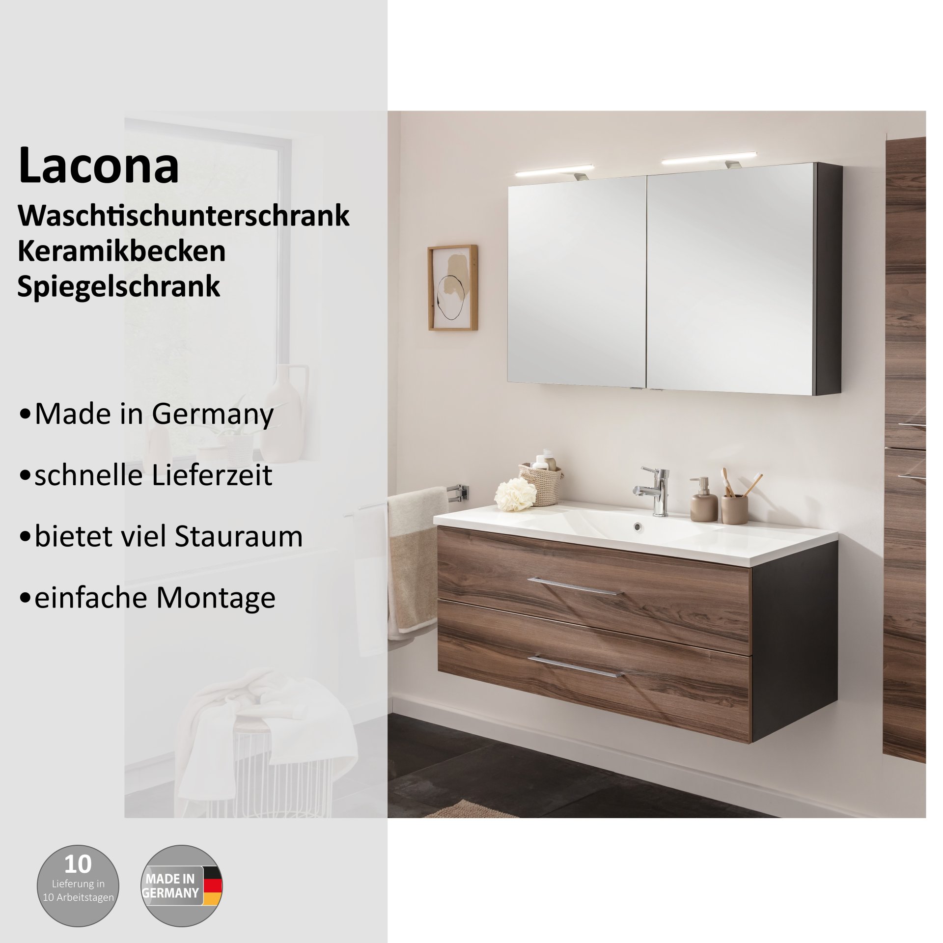 Thumbnail - welltime Badmöbel-Set "Lacona" 3 tlg.