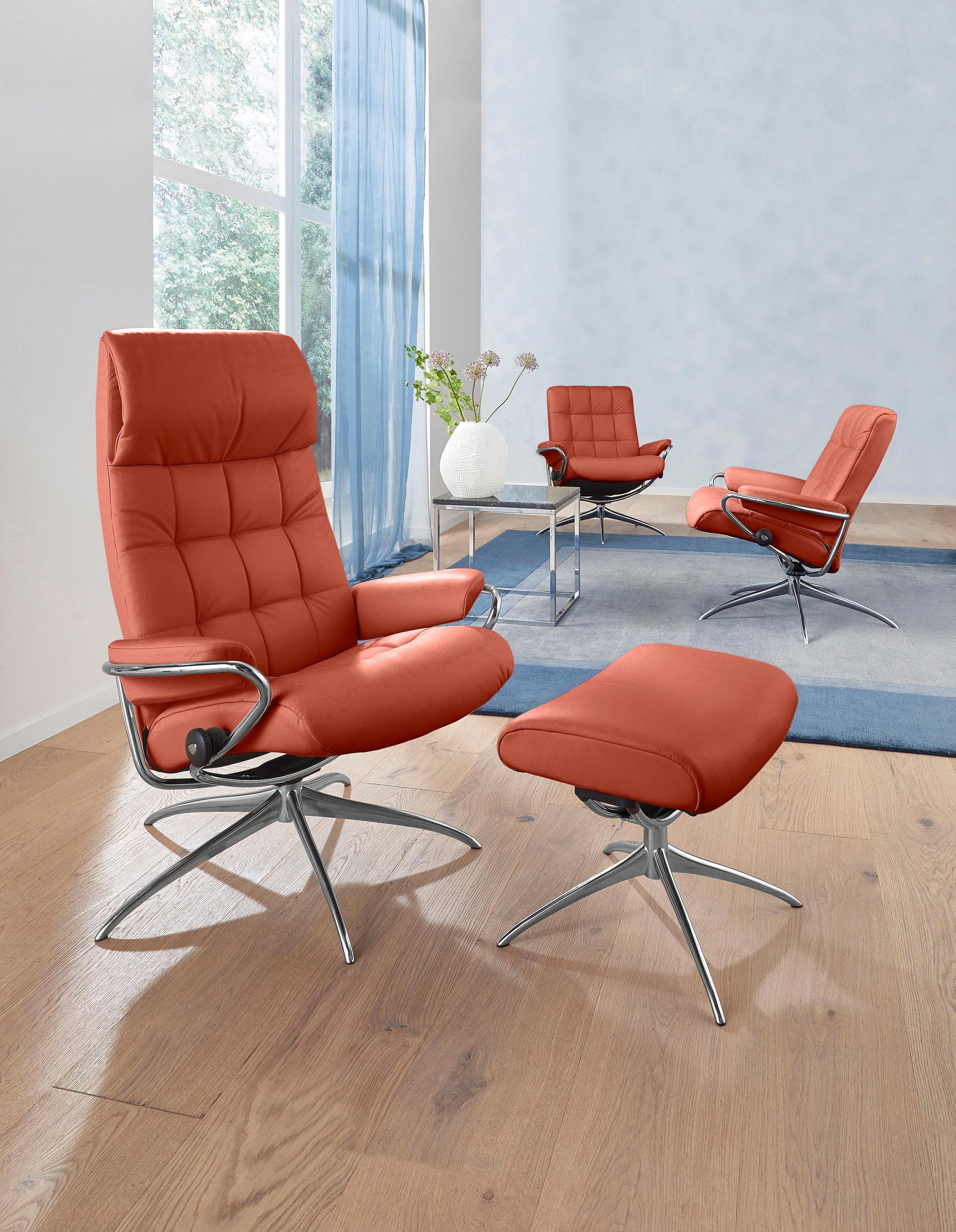 Stressless® Relaxsessel »London«, (Set, Relaxsessel mit Hocker), mit Hocker, High Back, mit Star Base, Gestell Chrom