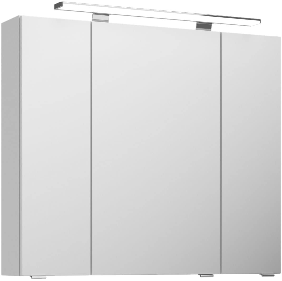 Saphir Badezimmerspiegelschrank »Serie 4010 Badezimmer-Spiegelschrank inkl. LED-Aufsatzleuchte«, Badschrank 80 cm breit, 3 Türen, 6 Glas-Einlegeböden, inkl Türdämpfer