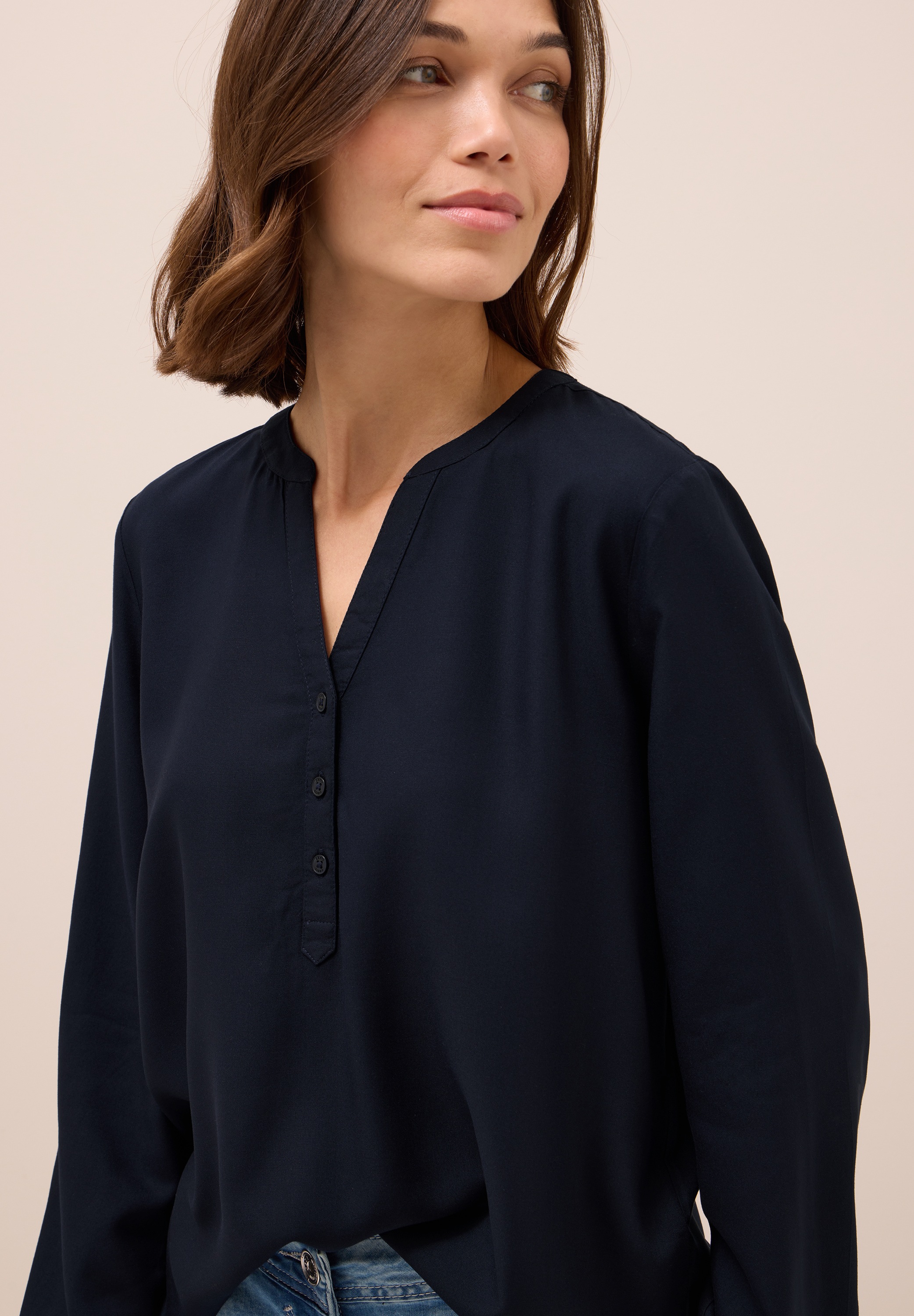 Cecil Langarmbluse Tunika, Split Neck mit dekorativer Knopfleiste günstig online kaufen