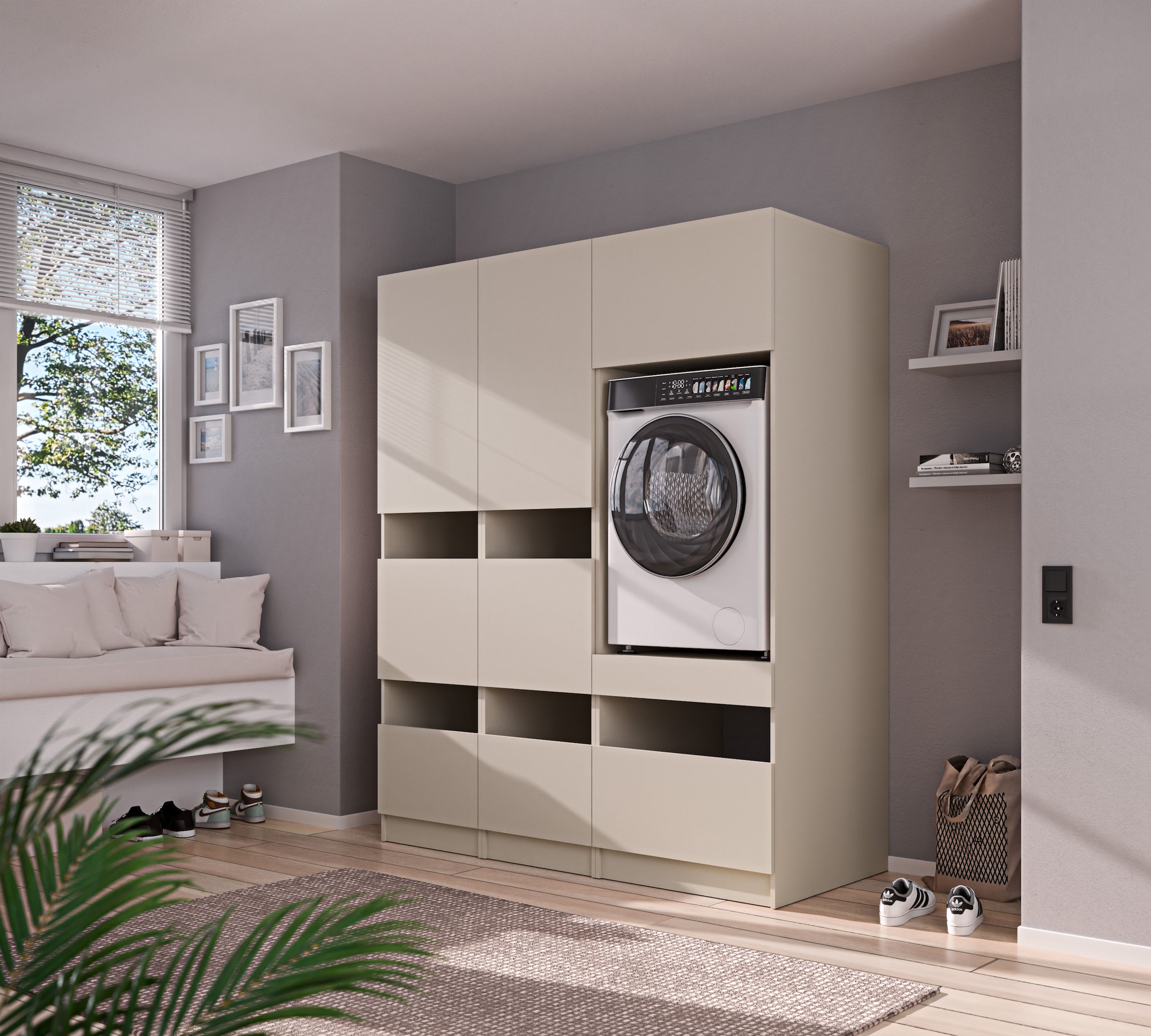 BASIC by Balculina Mehrzweckschrank-Set »Washhome B/T/H 168x68x200 cm« 3 Stk. tlg.