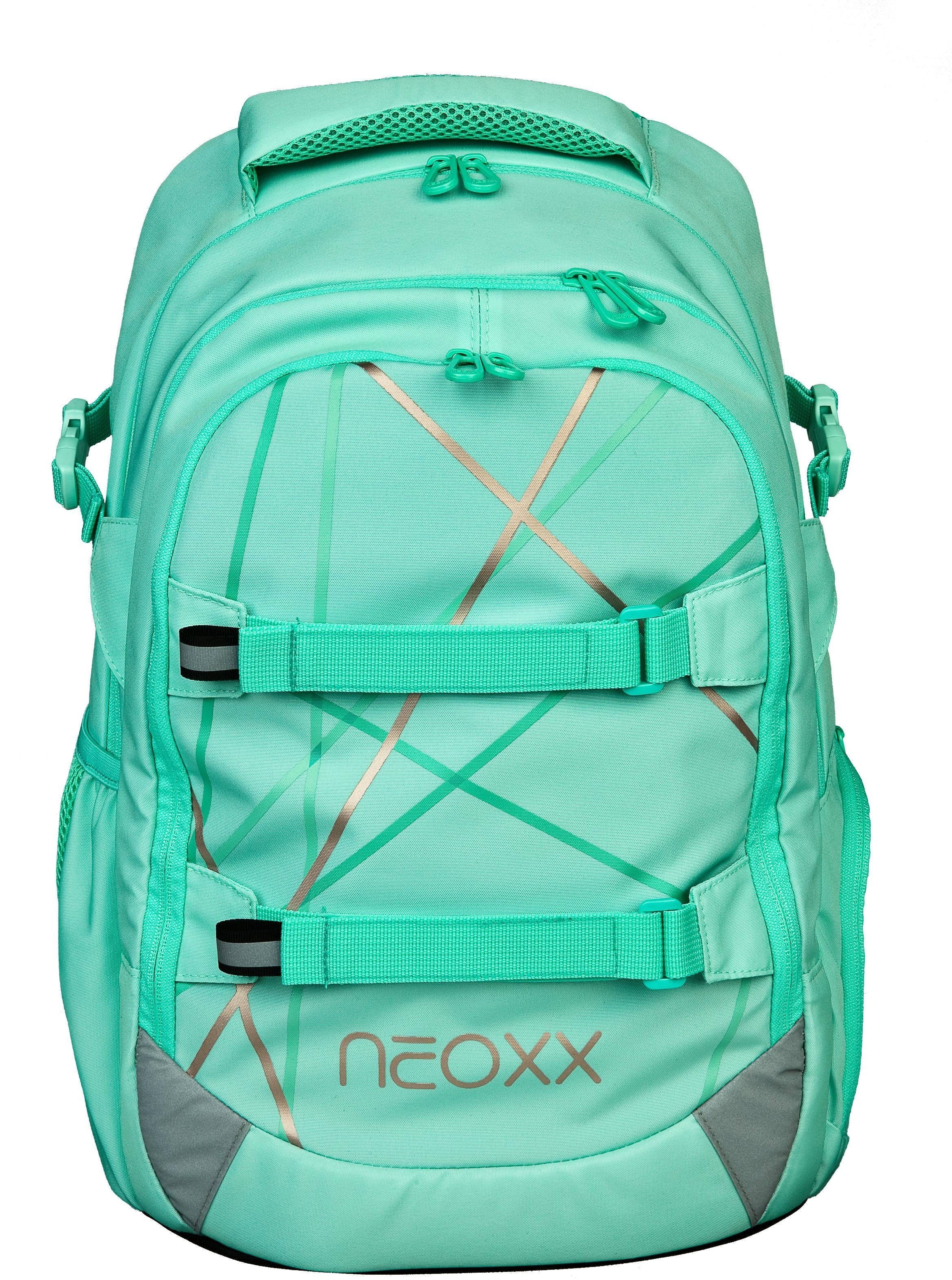 recycelten Schulrucksack reflektierende »Active, BAUR Details, to PET-Flaschen be«, neoxx kaufen Mint aus |