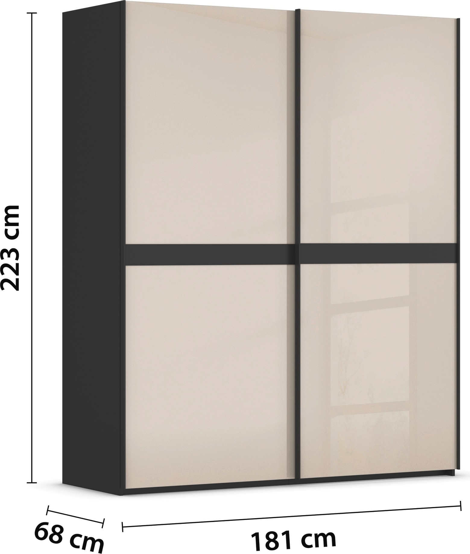 rauch Schwebetürenschrank »Kleiderschrank Schrank Garderobe Schlafzimmerschrank SCALE-LINE«, edle Optik mit Bauchbinde in Korpusfarbe mit Glasfront MADE IN GERMANY